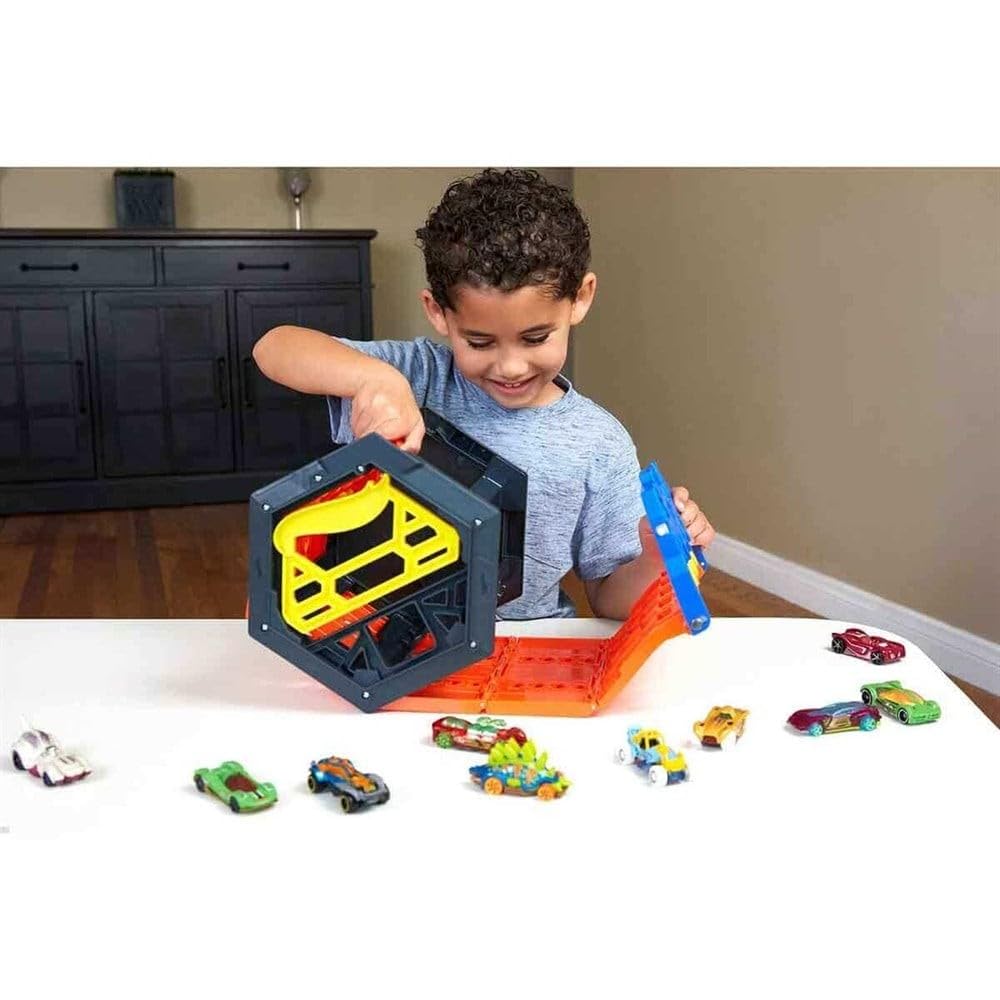 Hot Wheels Roll Out Raceway — 5-Lane Track Set with Built-In Storage | Portable Toy Race Track