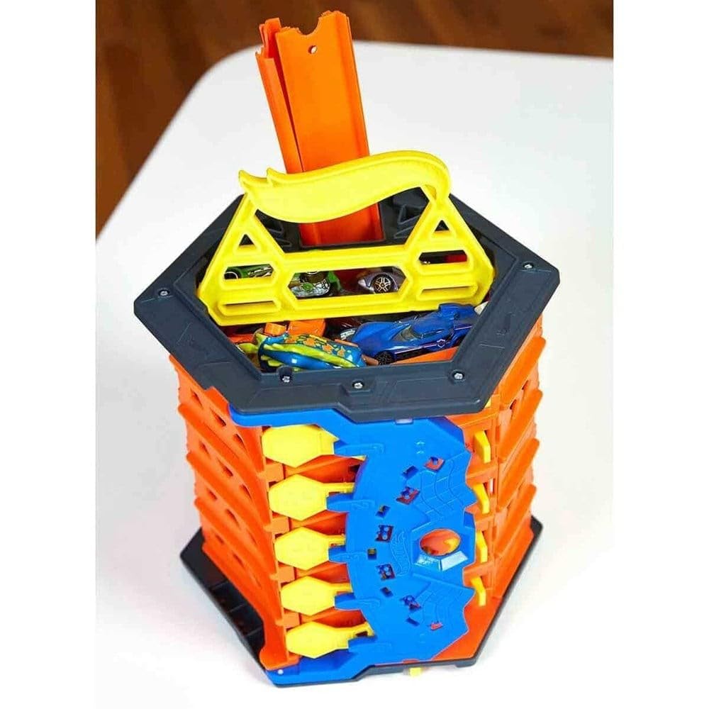 Hot Wheels Roll Out Raceway — 5-Lane Track Set with Built-In Storage | Portable Toy Race Track