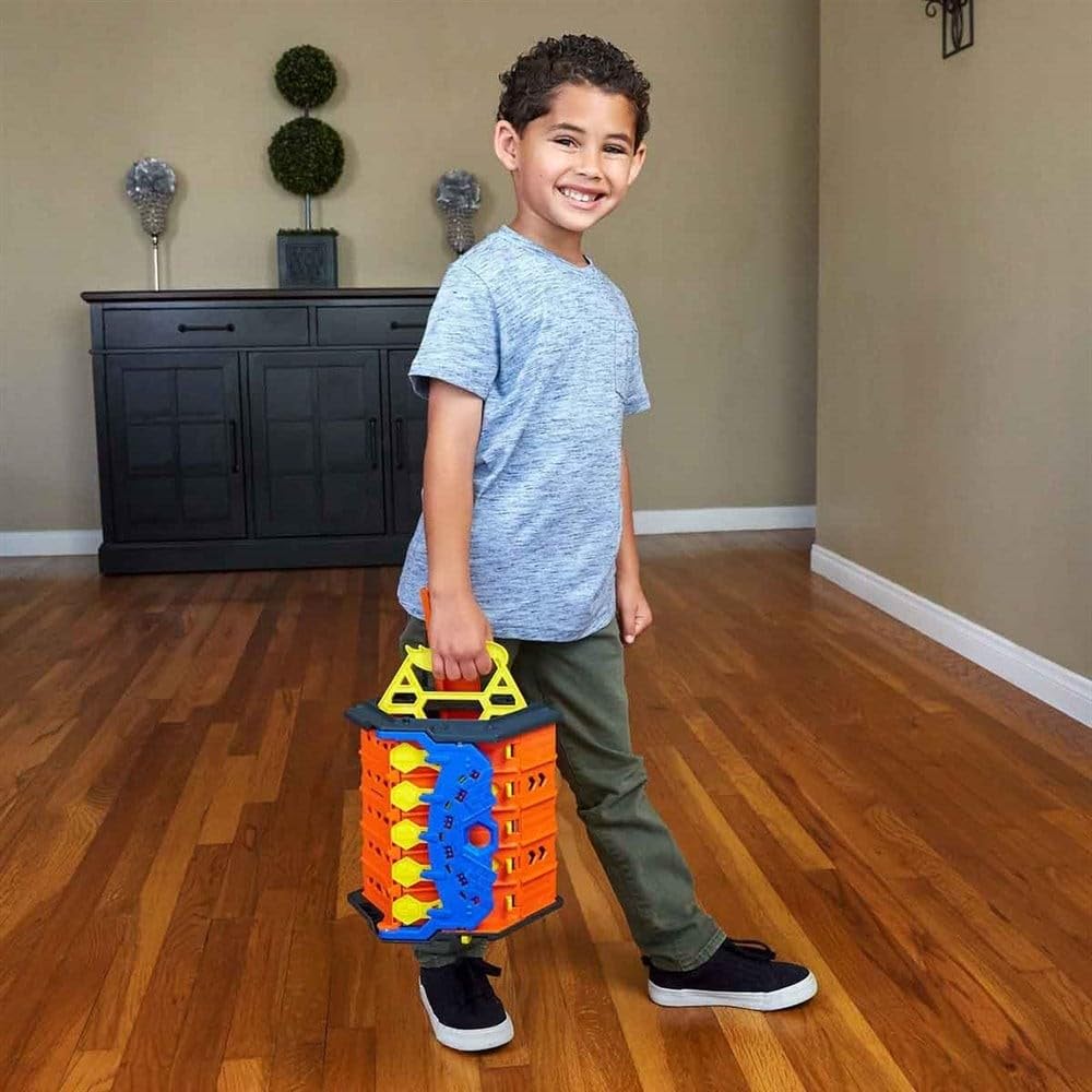 Hot Wheels Roll Out Raceway — 5-Lane Track Set with Built-In Storage | Portable Toy Race Track