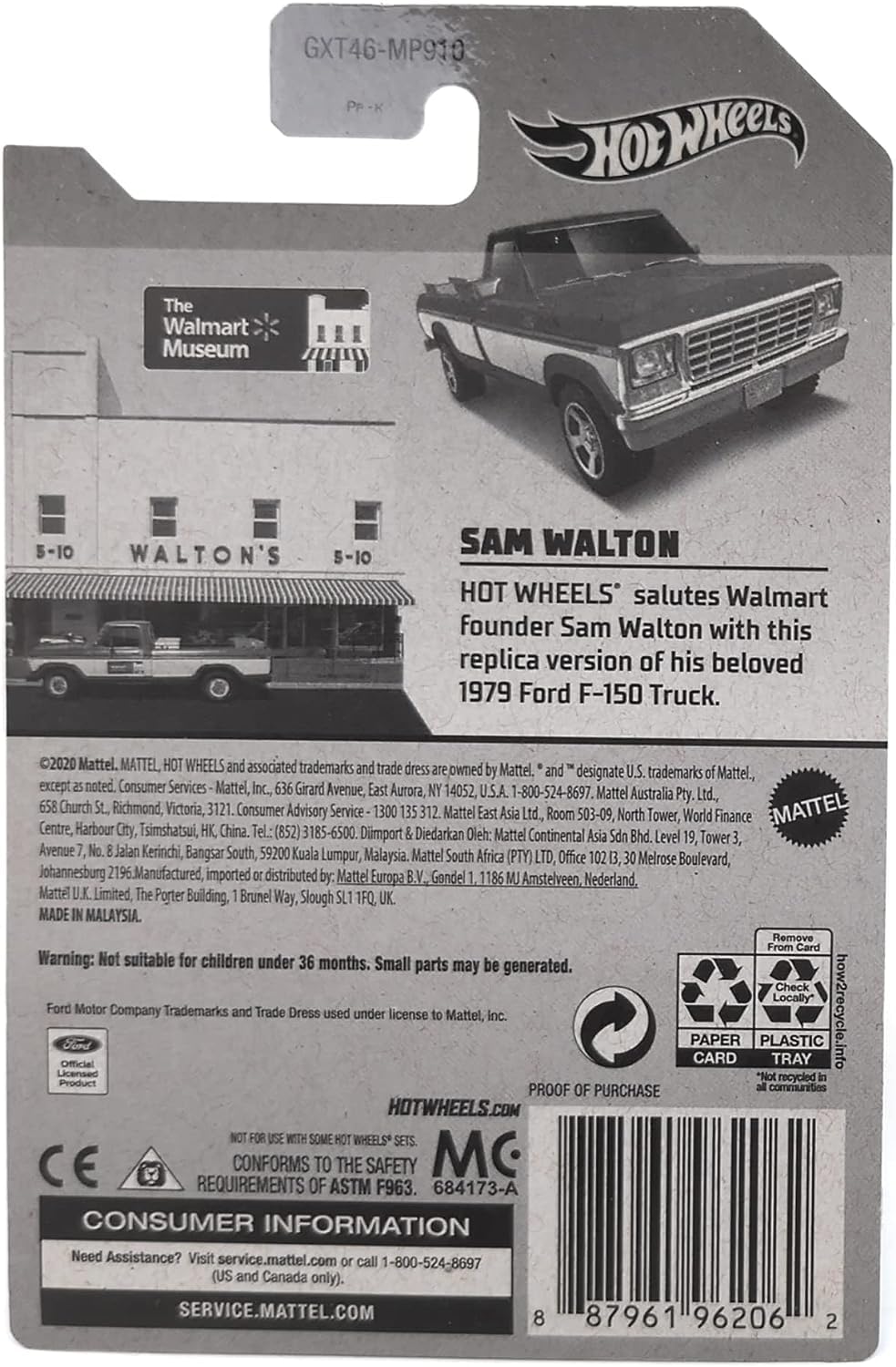 Hot Wheels Salutes Sam Walton: 1979 Ford F-150 1:64 Scale Collectible Tribute Truck