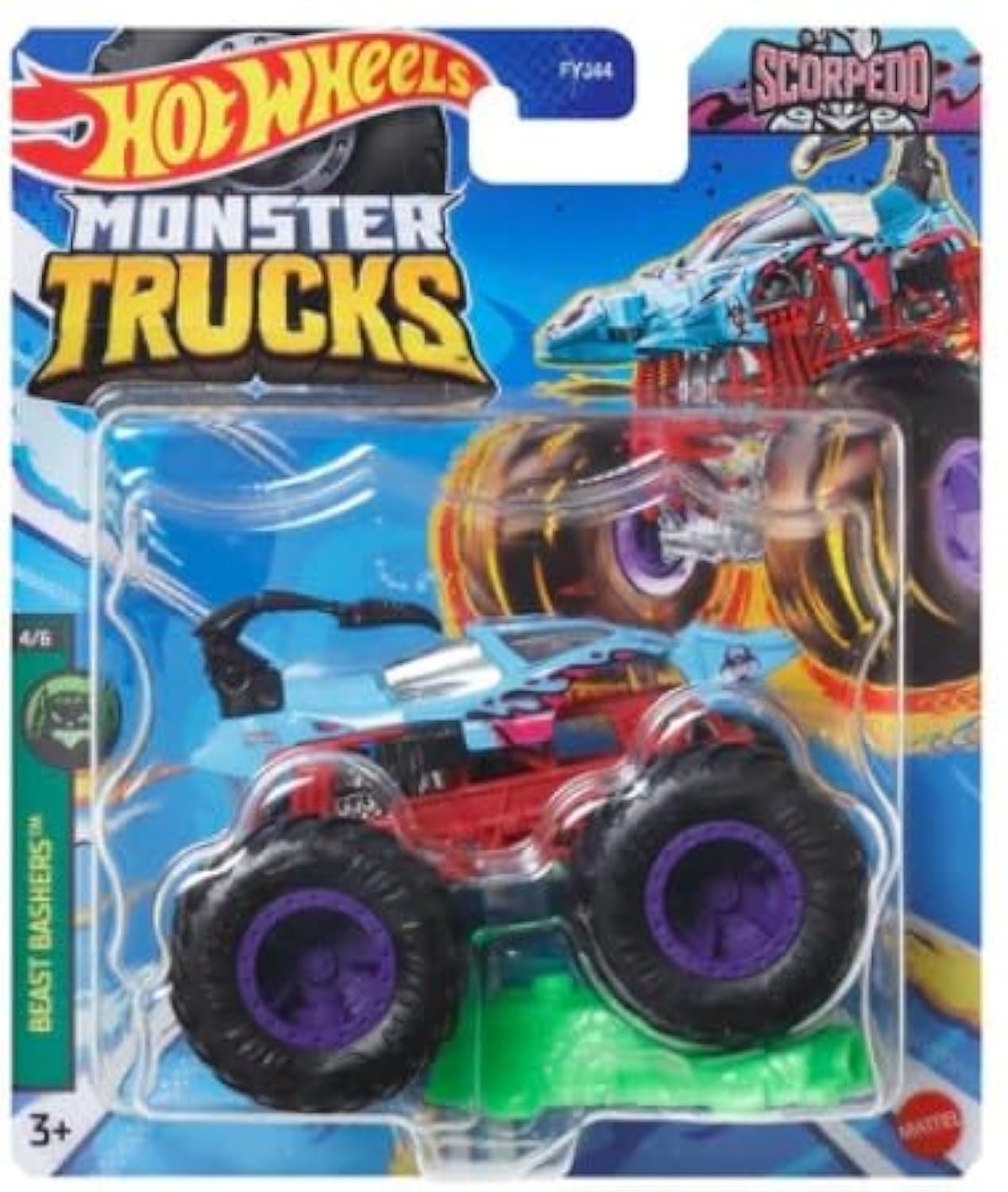 Hot Wheels Monster Trucks 1:64 Scale – Blue Scorpedo Beast Basher (4/6)