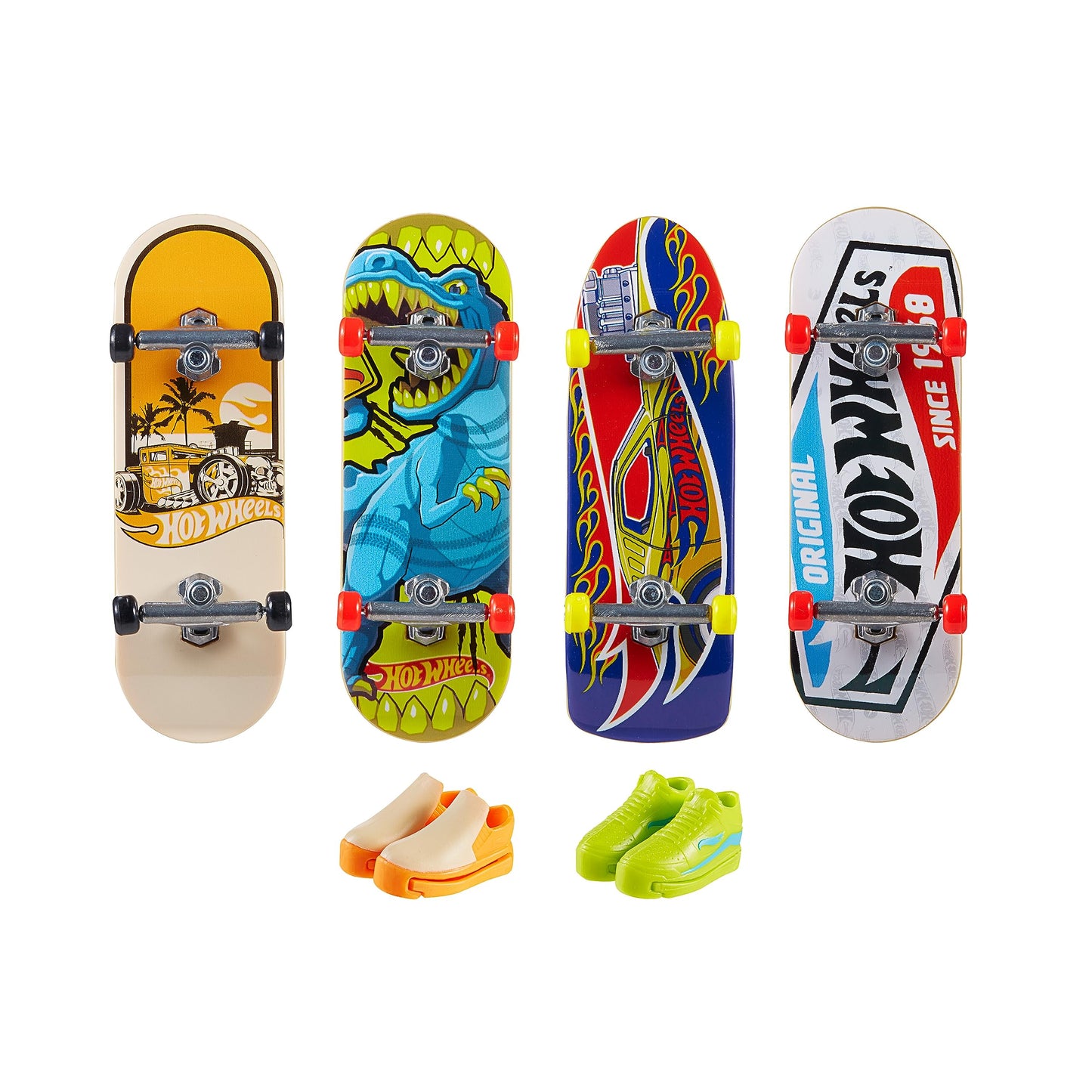Hot Wheels Skate 4 Fingerboards + 2 Removable Shoes — Exclusive Tony Hawk Set