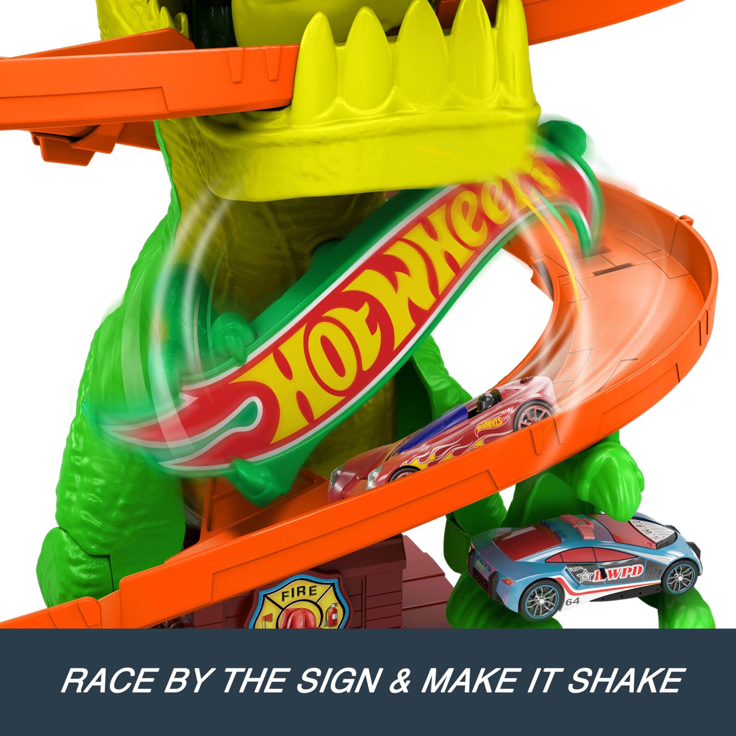 Hot Wheels City T-Rex Blaze Battle Track Set | 1:64 Die-Cast Car Included