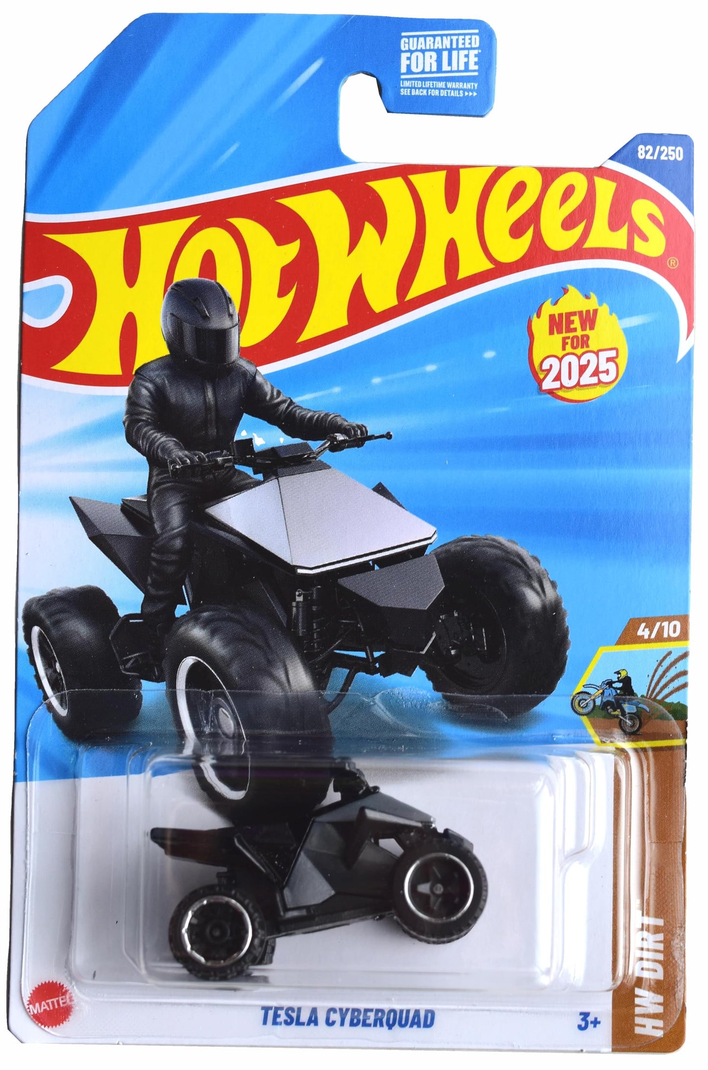Hot Wheels Tesla Cyberquad HW Dirt 4/10 Limited Edition 82/250 – 1:64 Die-Cast, Black/Silver