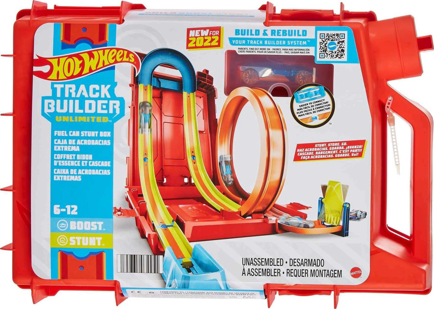 Hot Wheels Track Builder Unlimited Fuel Can Stunt Box – 14-Piece Set + 1:64 Vehicle