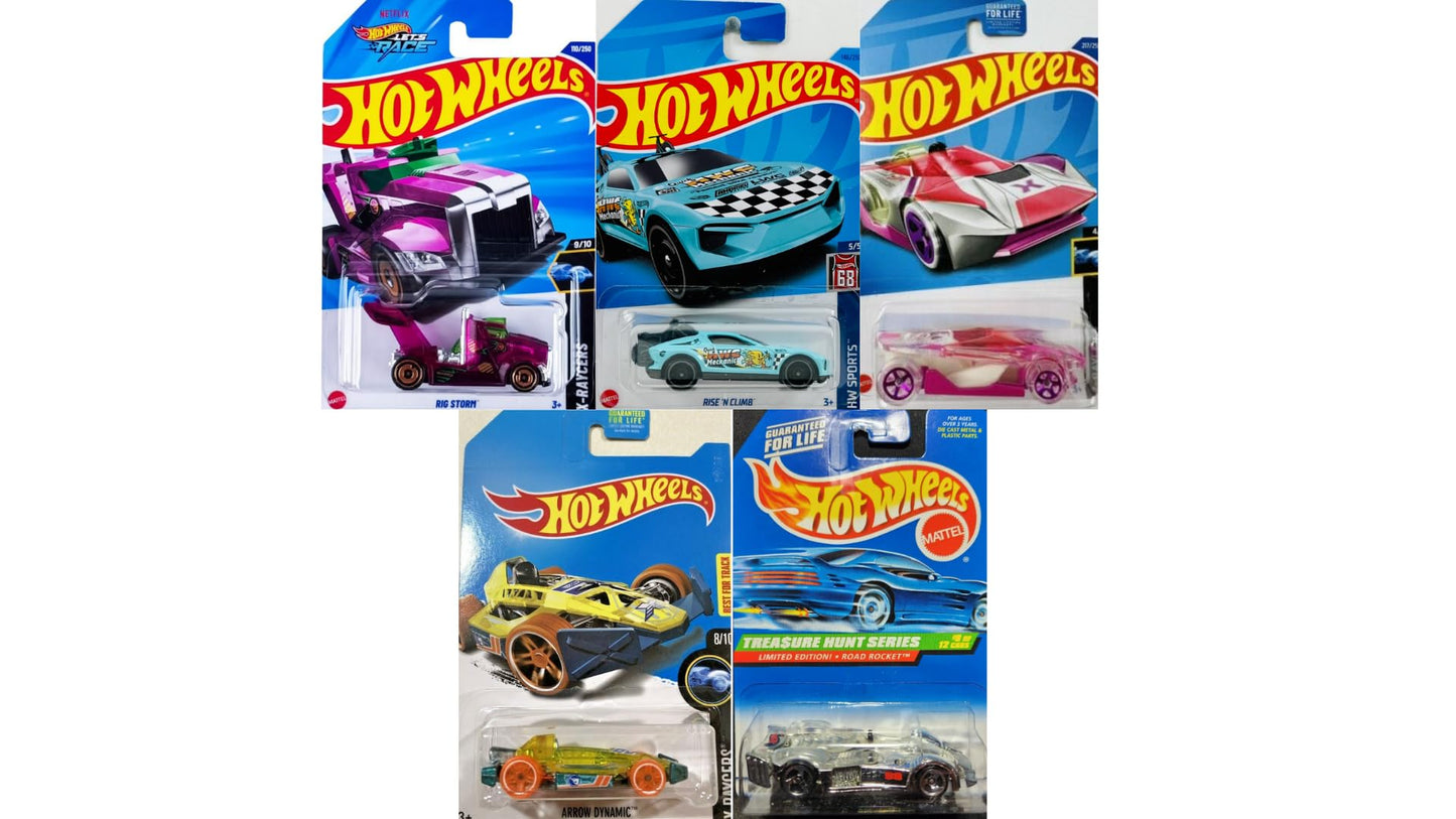 Hot Wheels Treasure Hunt 5-Pack – 1:64 Die-Cast Cars (No Duplicates) | Mattel