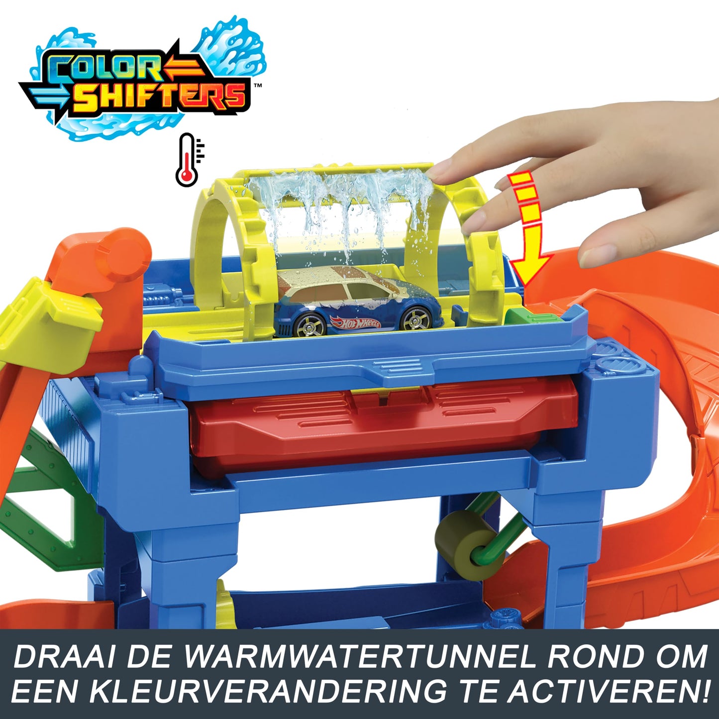 Hot Wheels Tunl Twist Car Wash 18pc – Color-Shifting Playset