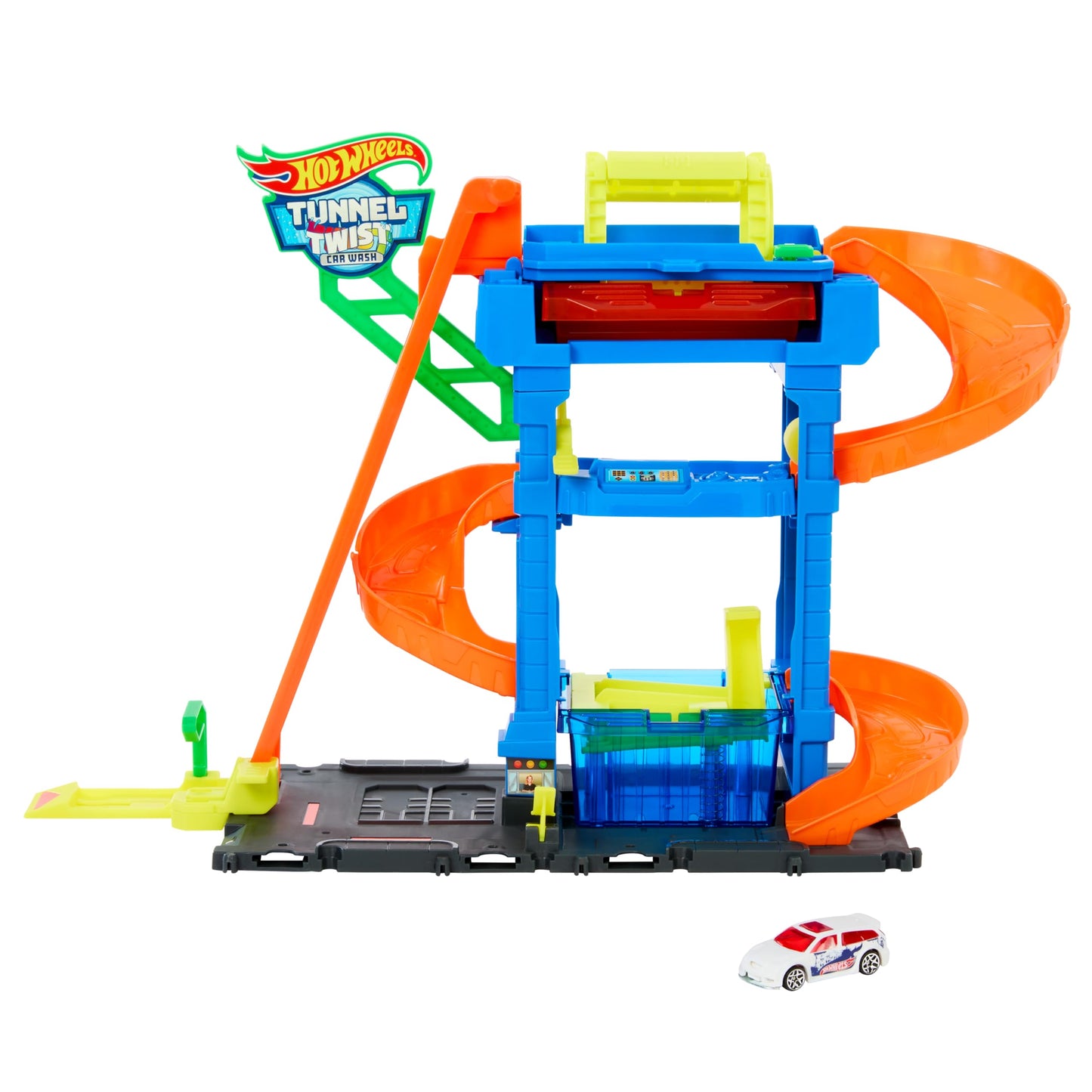 Hot Wheels Tunl Twist Car Wash 18pc – Color-Shifting Playset