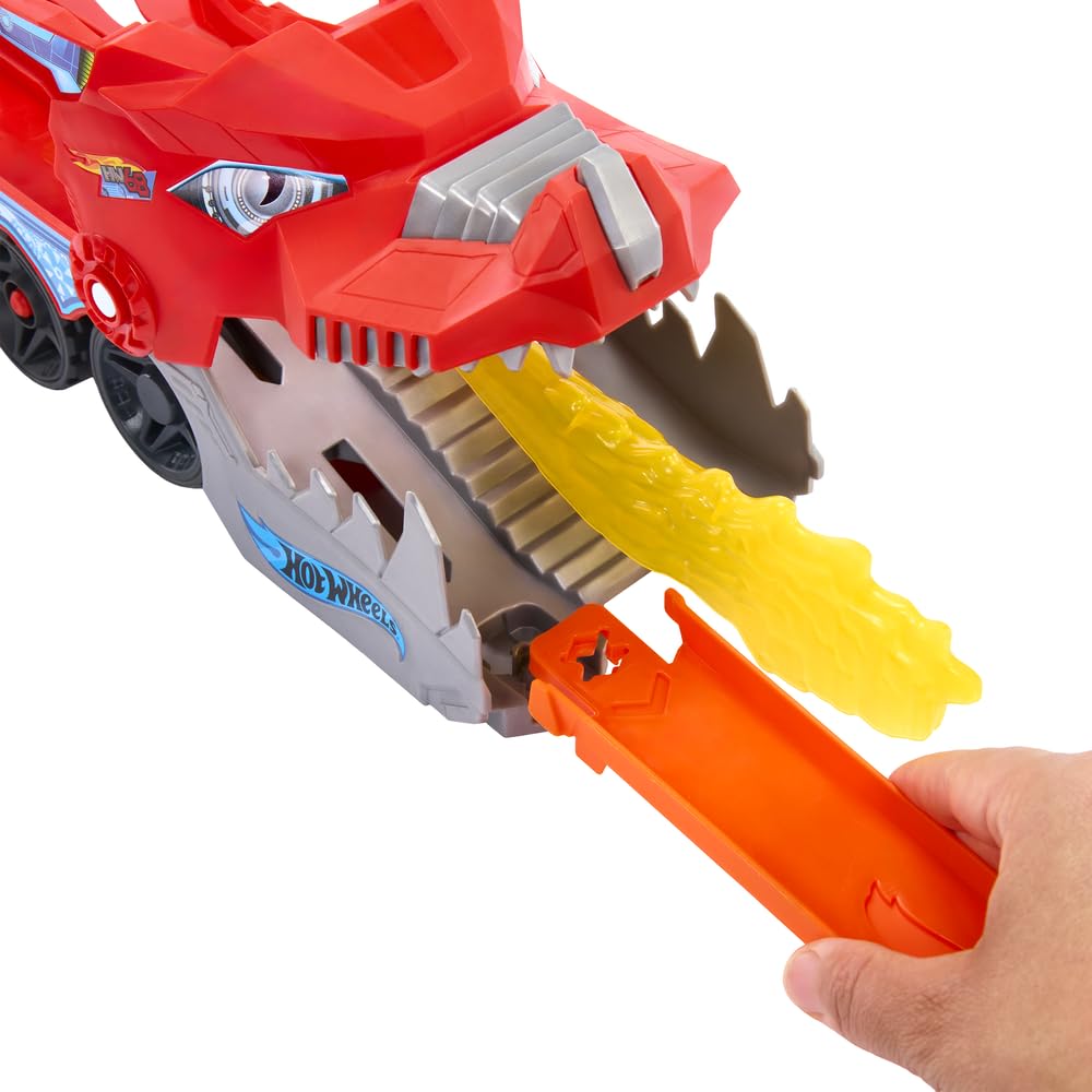 Hot Wheels Ultimate Dual Dragon Transporter — 2 Die-Cast Cars, 20+ Vehicle Storage