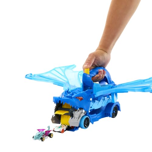 Hot Wheels Ultimate Dual Dragon Transporter — 2 Die-Cast Cars, 20+ Vehicle Storage