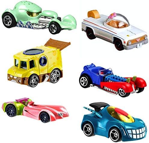 Hot Wheels Underwater Wheels SpongeBob SquarePants 6-Car Bundle – SpongeBob, Patrick, Squidward, Plankton, Mr. Krabs, Sandy