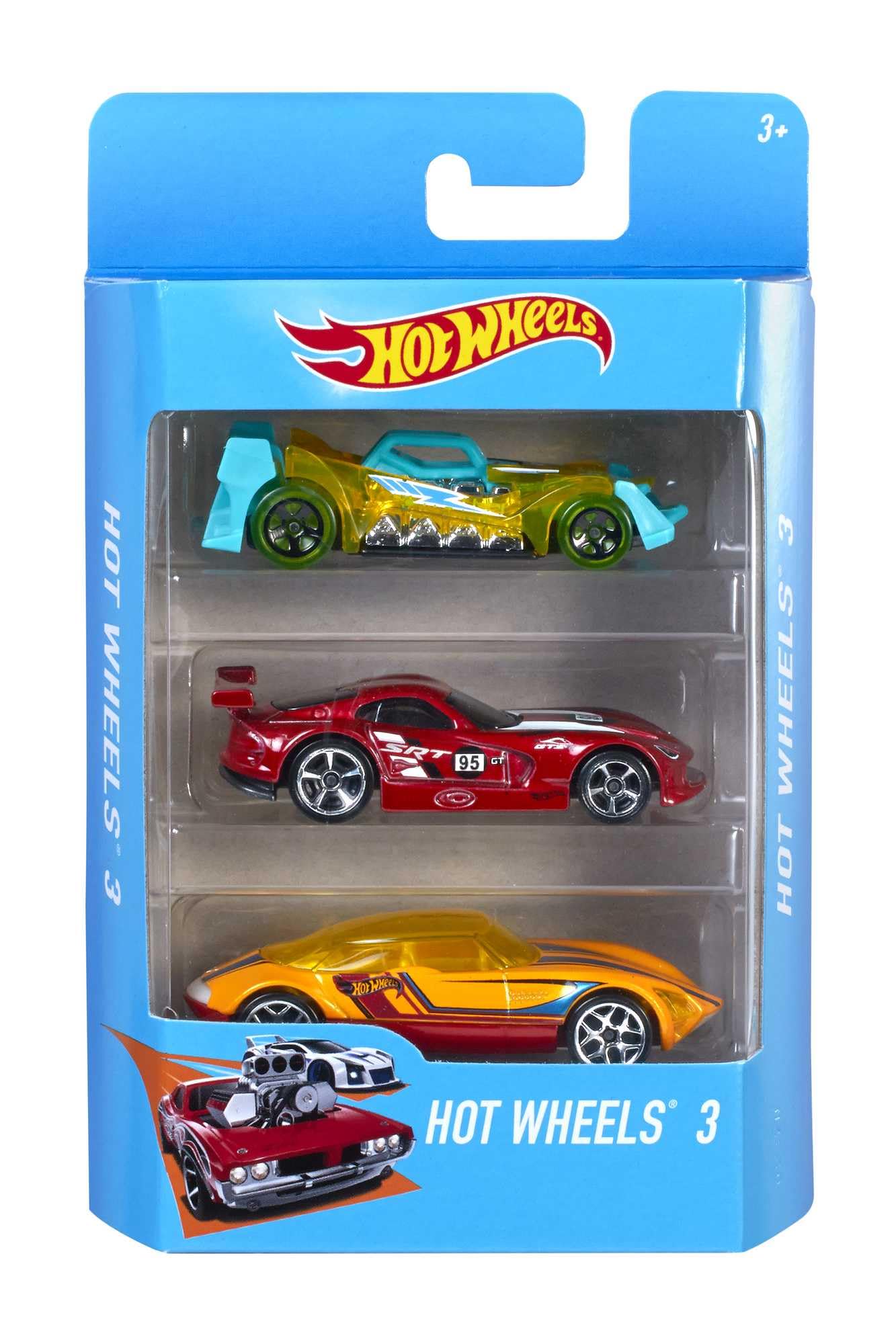 Hot Wheels 3 Car Pack – 1:64 Scale Die-Cast Vehicles | Starter Set for Kids 3+