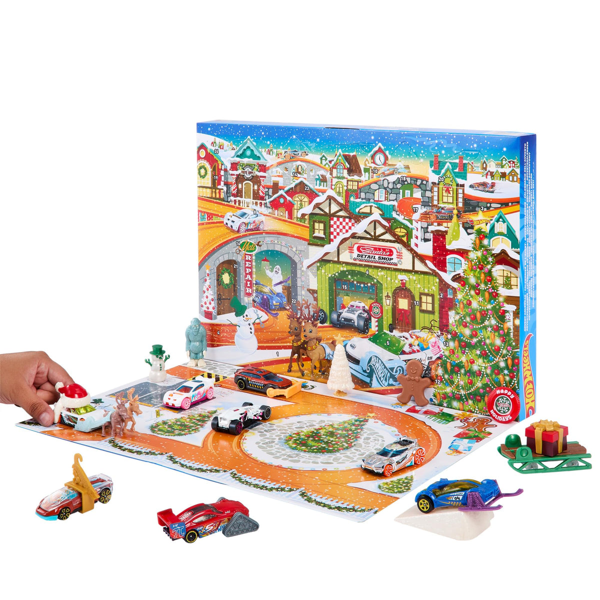 Hot Wheels 2023 Advent Calendar: 8x 1:64 Cars, 16 Winter Accessories & Playmat