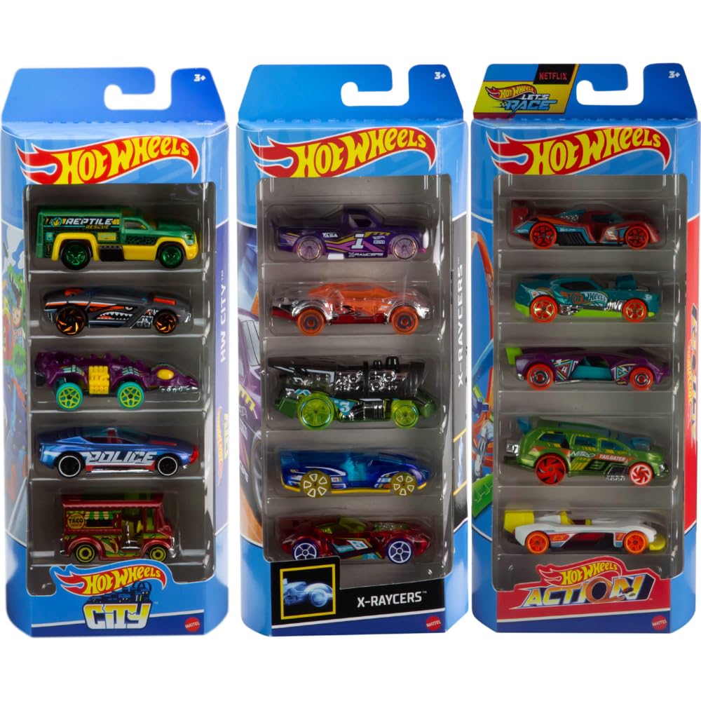 Hot Wheels 15-Car Bundle (1:64) – HW City, X-Raycers & Track Pack