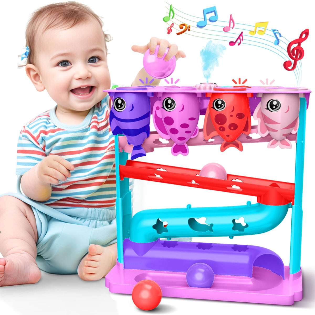 HOTHOM LENRAM Ball Drop Toy for Toddlers — Lights, Music & Water Spray