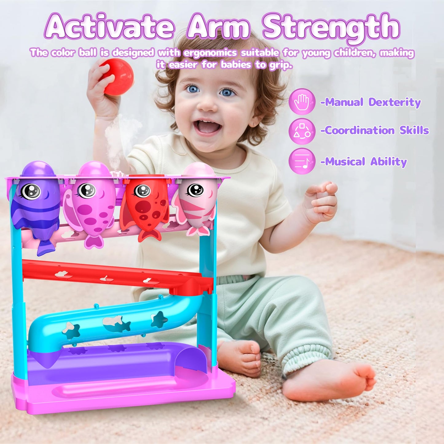 HOTHOM LENRAM Ball Drop Toy for Toddlers — Lights, Music & Water Spray
