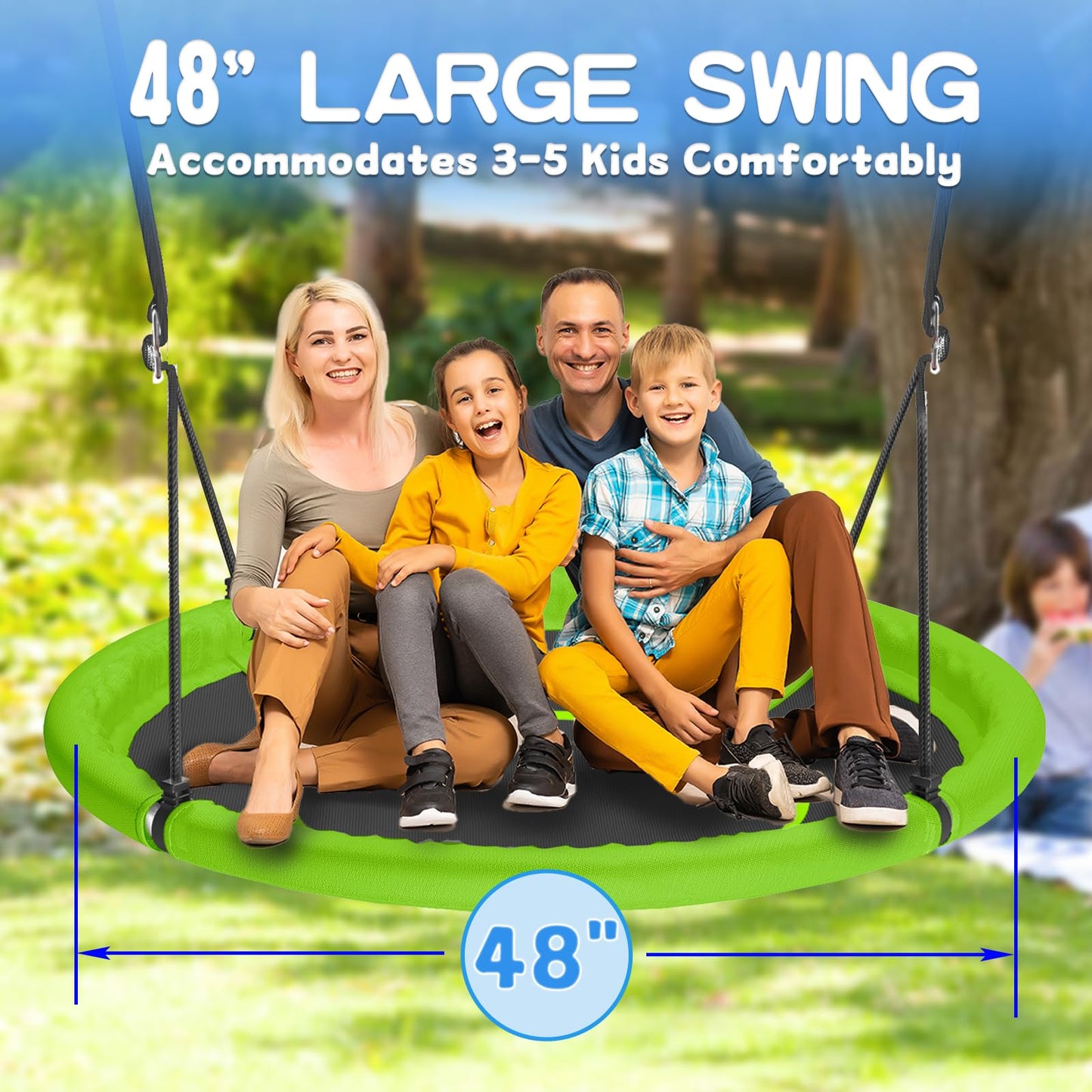 Hotjump 48-Inch Saucer Swing for Kids & Adults – 700 Lb Capacity, Adjustable Straps, Outdoor Backyard