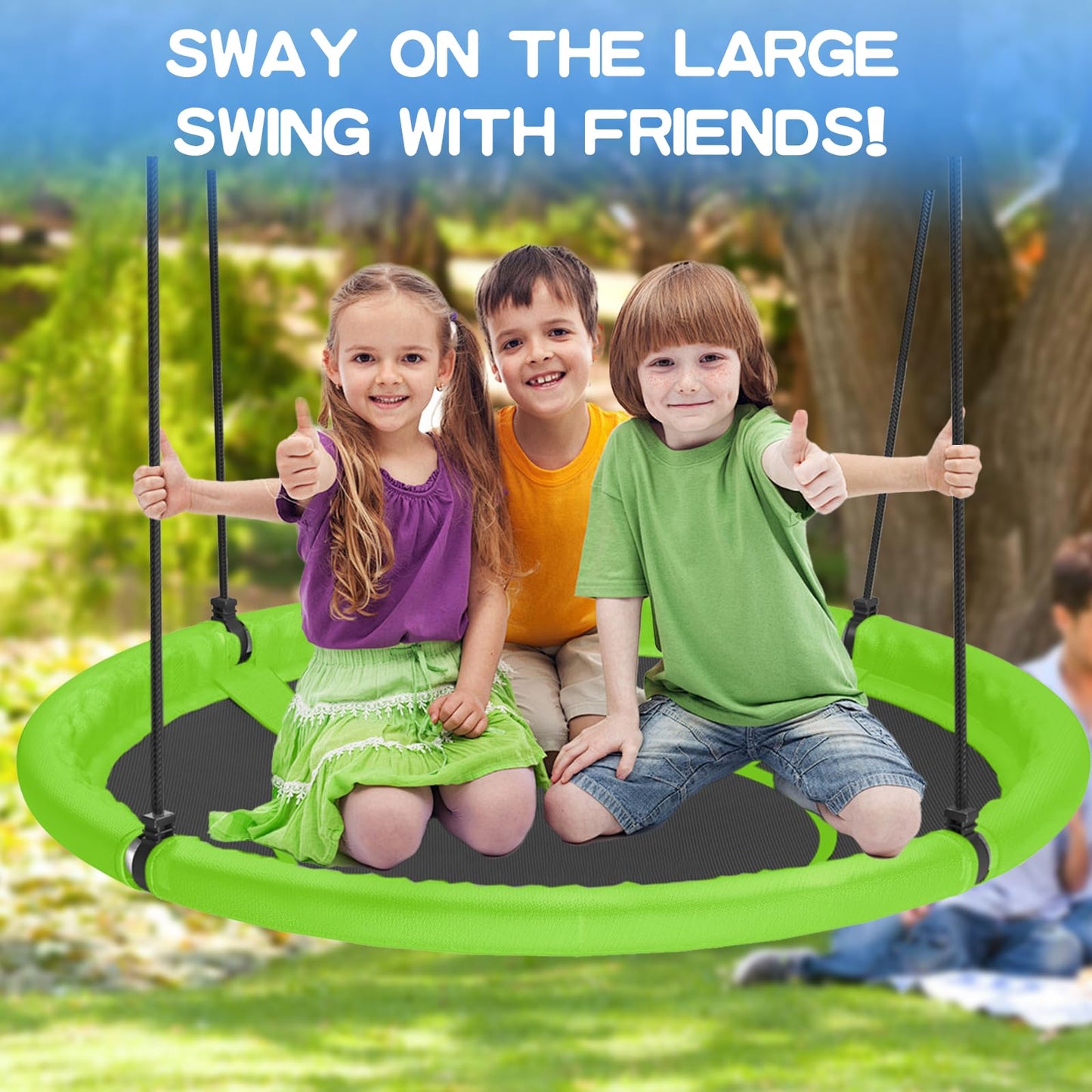 Hotjump 48-Inch Saucer Swing for Kids & Adults – 700 Lb Capacity, Adjustable Straps, Outdoor Backyard