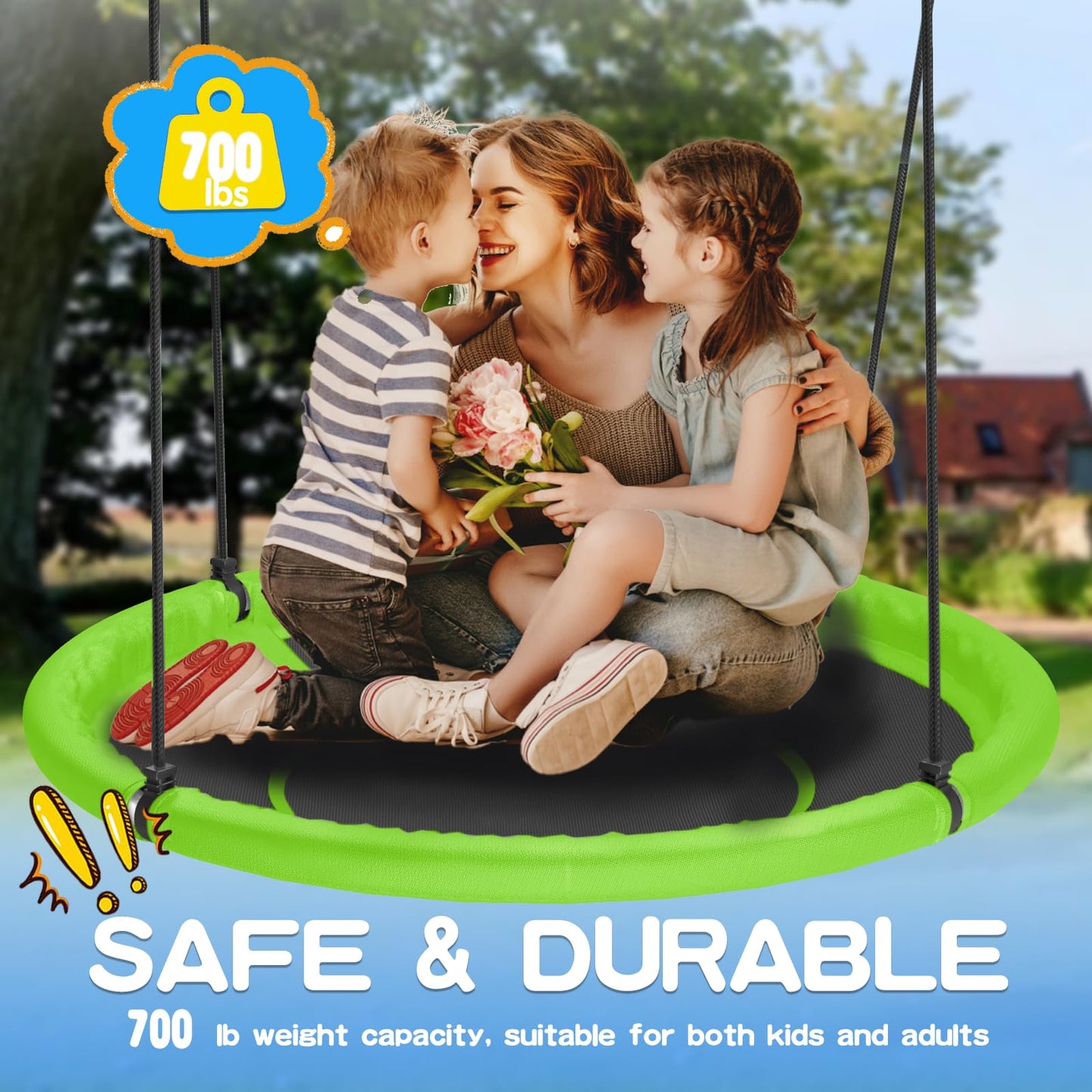 Hotjump 48-Inch Saucer Swing for Kids & Adults – 700 Lb Capacity, Adjustable Straps, Outdoor Backyard