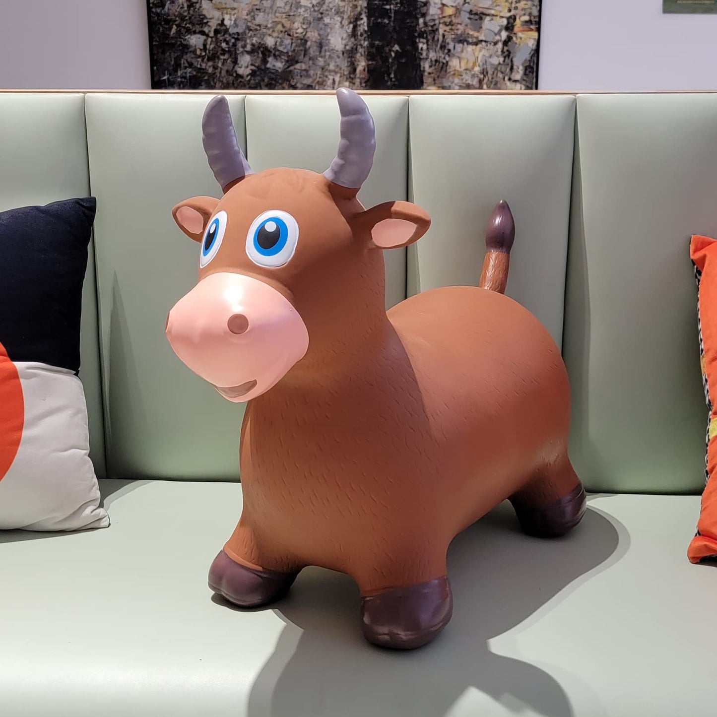 HotMax Bouncy Animal Hopper – Inflatable Ride-On Toy for Toddlers & Kids (Brown Cow)
