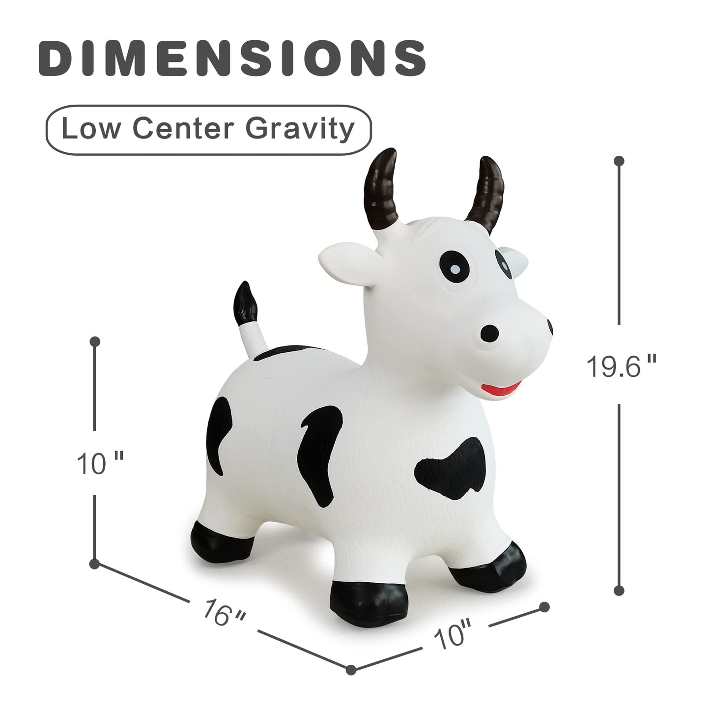 HotMax Bouncy Cow Hopper — Inflatable Ride-On Toy for Toddlers 2-4 (White Cow) | Balance & Active Play