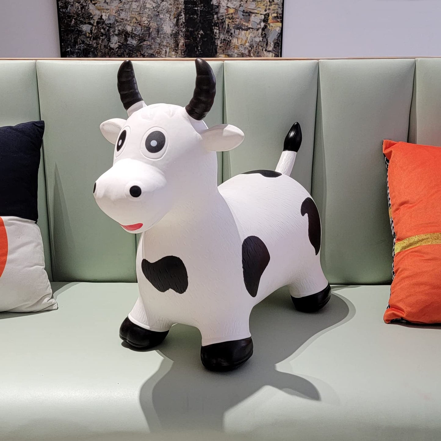 HotMax Bouncy Cow Hopper — Inflatable Ride-On Toy for Toddlers 2-4 (White Cow) | Balance & Active Play