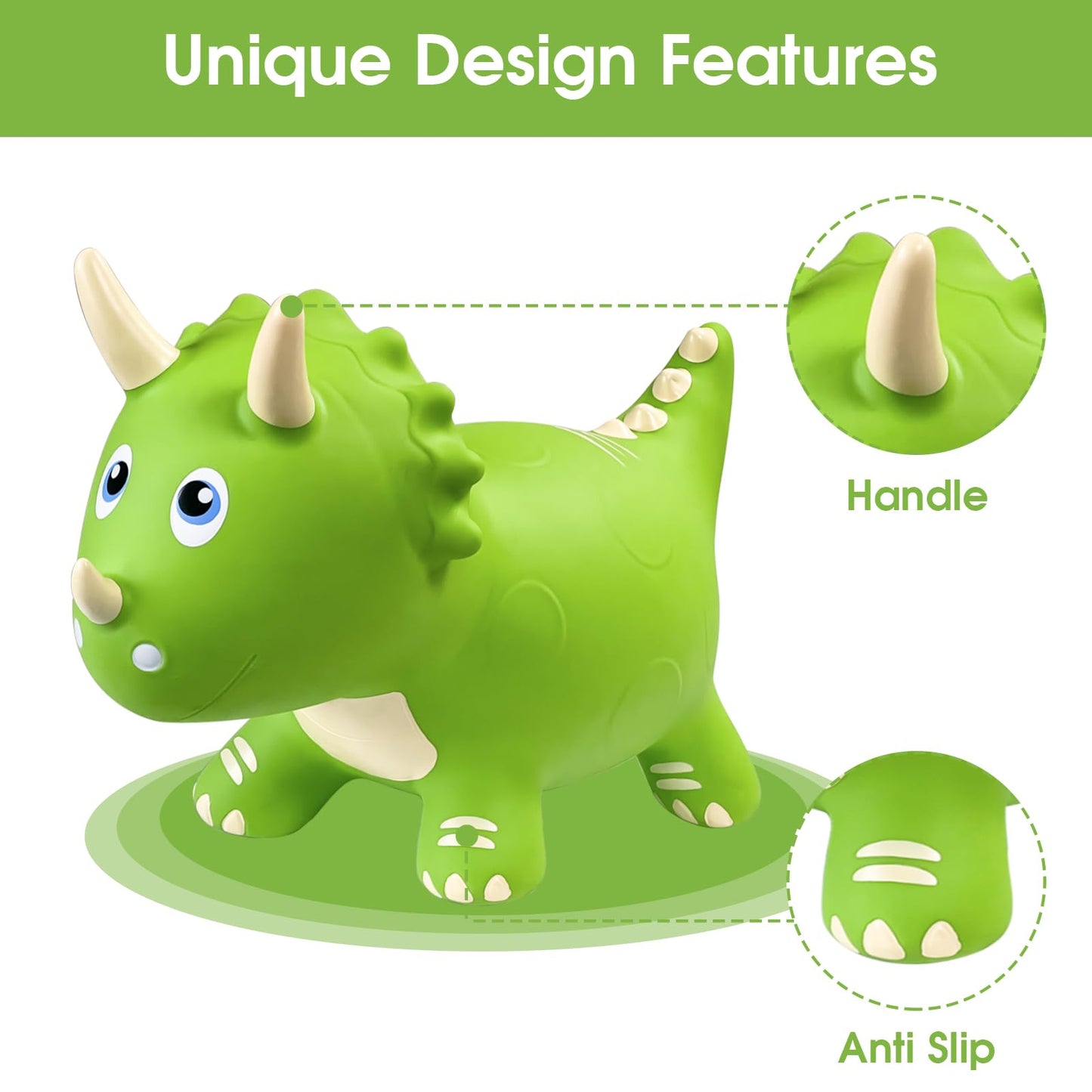 HotMax Dinosaur Bouncy Horse – Safe Inflatable Toddler Ride-On Toy