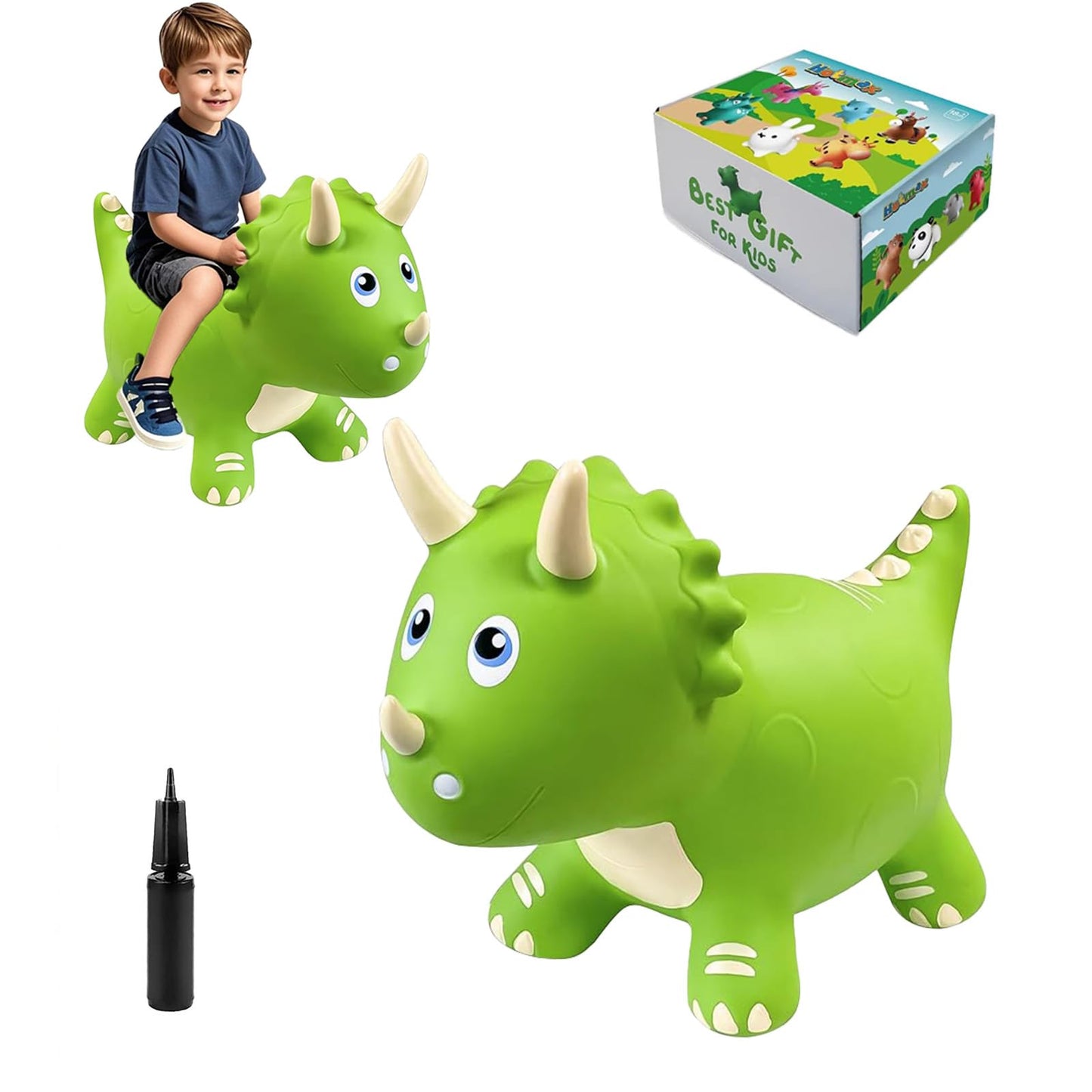 HotMax Dinosaur Bouncy Horse – Safe Inflatable Toddler Ride-On Toy