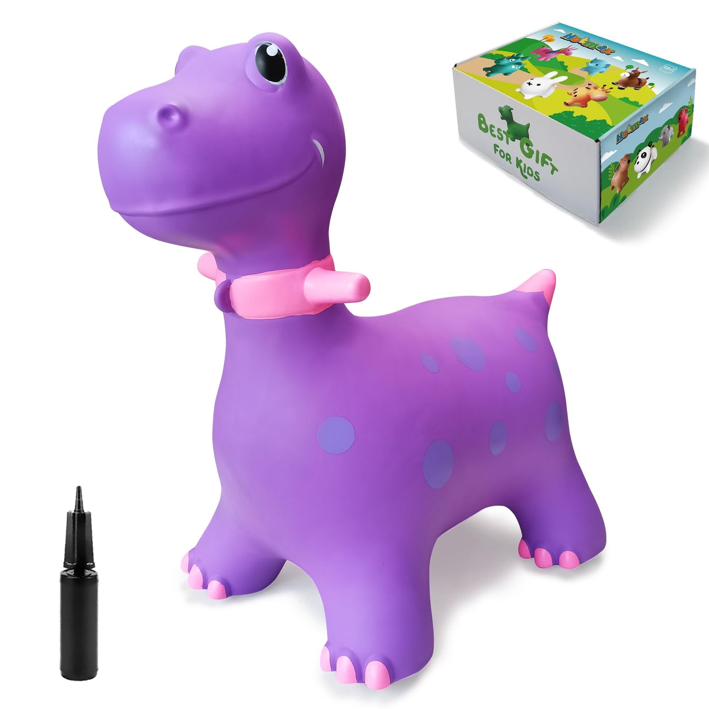 HotMax Bouncy Horse: Dinosaur Hopper Toy for Toddlers 18 Months to 4 Years – Purple Inflatable Ride-On