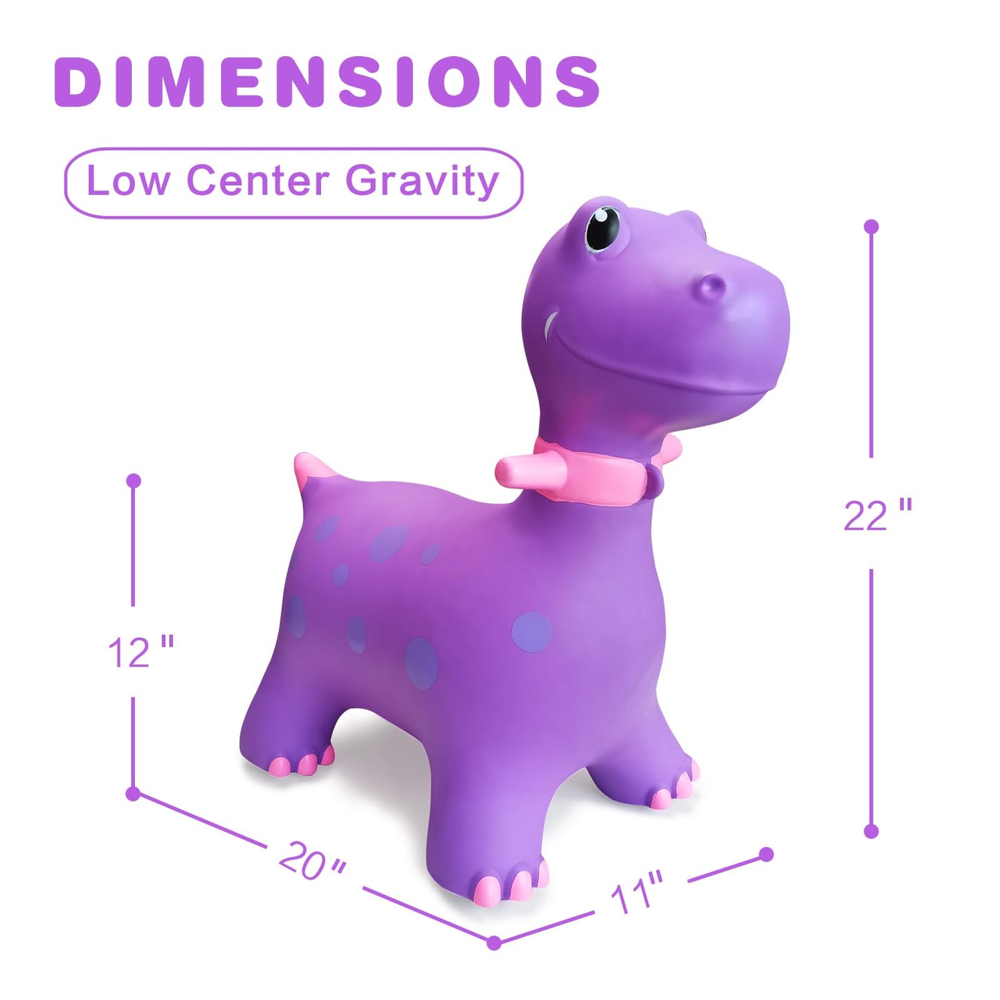 HotMax Bouncy Horse: Dinosaur Hopper Toy for Toddlers 18 Months to 4 Years – Purple Inflatable Ride-On