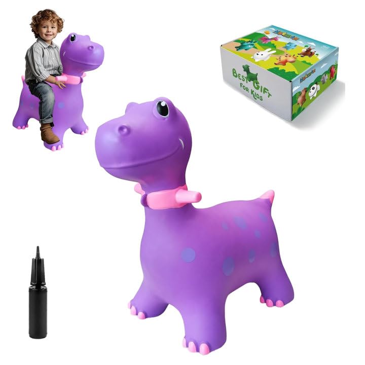HotMax Bouncy Horse: Dinosaur Hopper Toy for Toddlers 18 Months to 4 Years – Purple Inflatable Ride-On