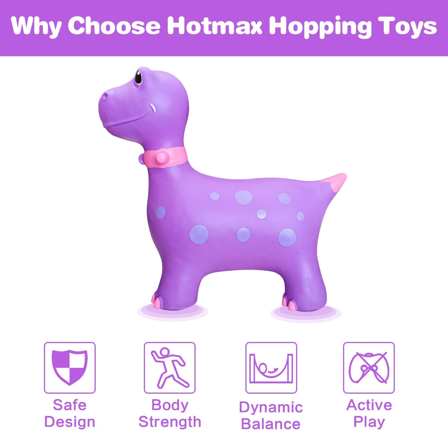 HotMax Bouncy Horse: Dinosaur Hopper Toy for Toddlers 18 Months to 4 Years – Purple Inflatable Ride-On
