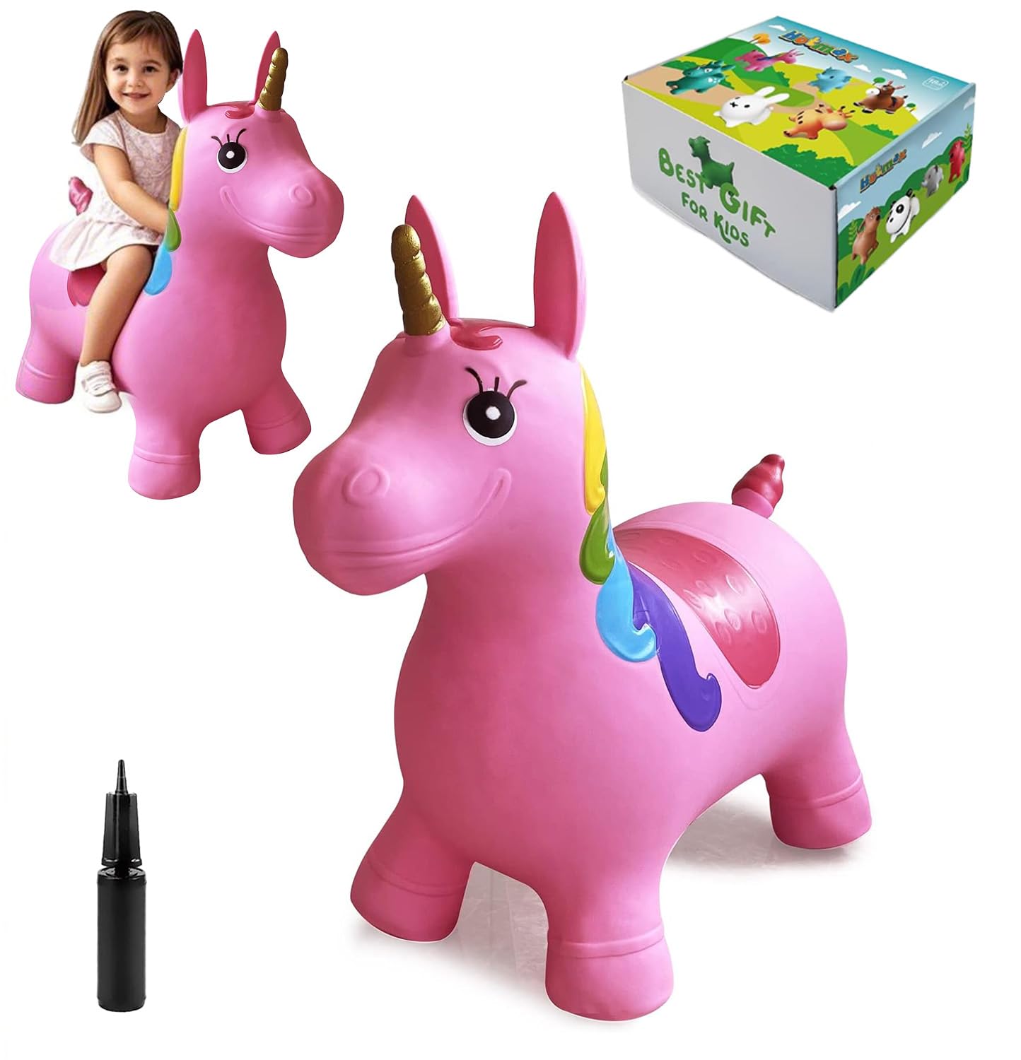 HotMax Unicorn Bouncy Horse — Pink Ride-On Toy for Toddlers (Indoor/Outdoor Fun)