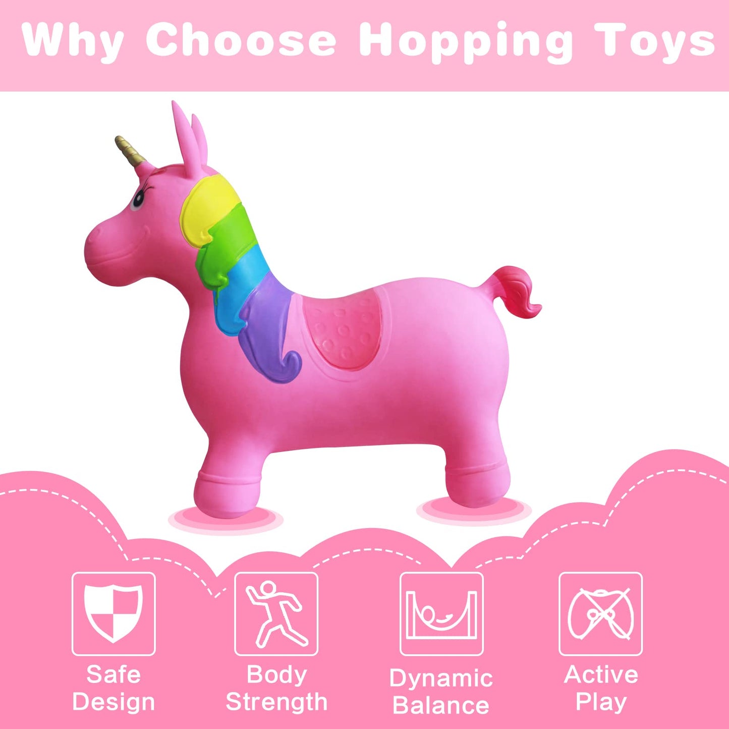 HotMax Unicorn Bouncy Horse — Pink Ride-On Toy for Toddlers (Indoor/Outdoor Fun)