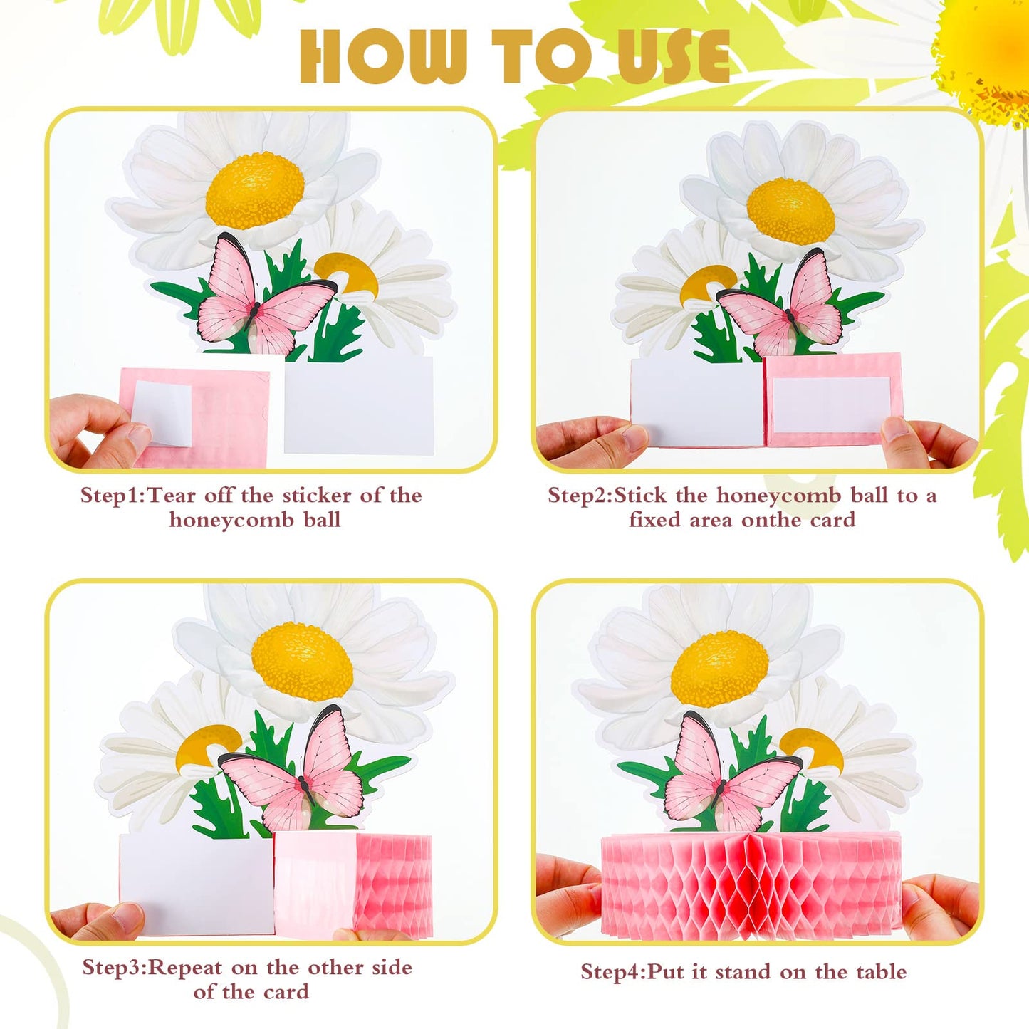 Hotop 9 Pcs Daisy Honeycomb Centerpieces – Pink Birthday Party Decor