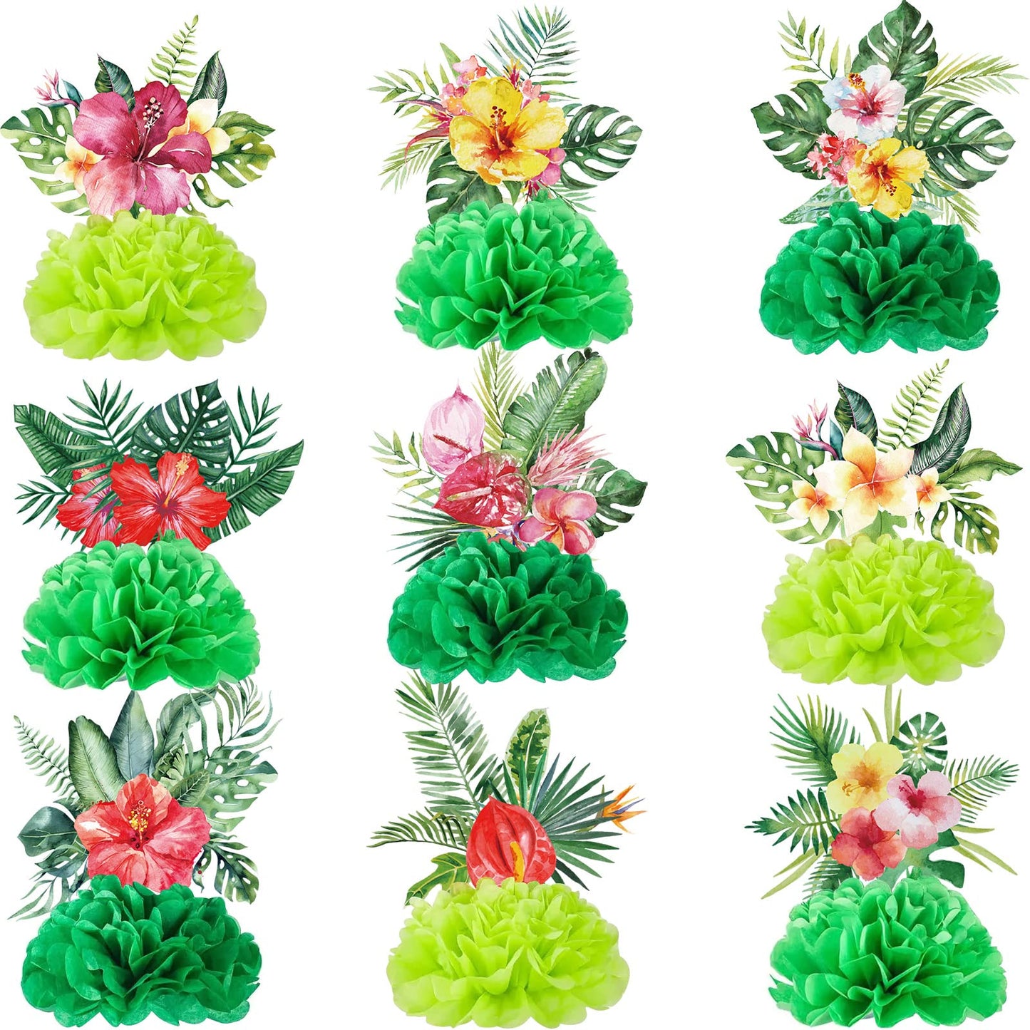 Hotop 9 Pcs Hawaii Luau Honeycomb Centerpieces – Tropical Aloha Table Decor