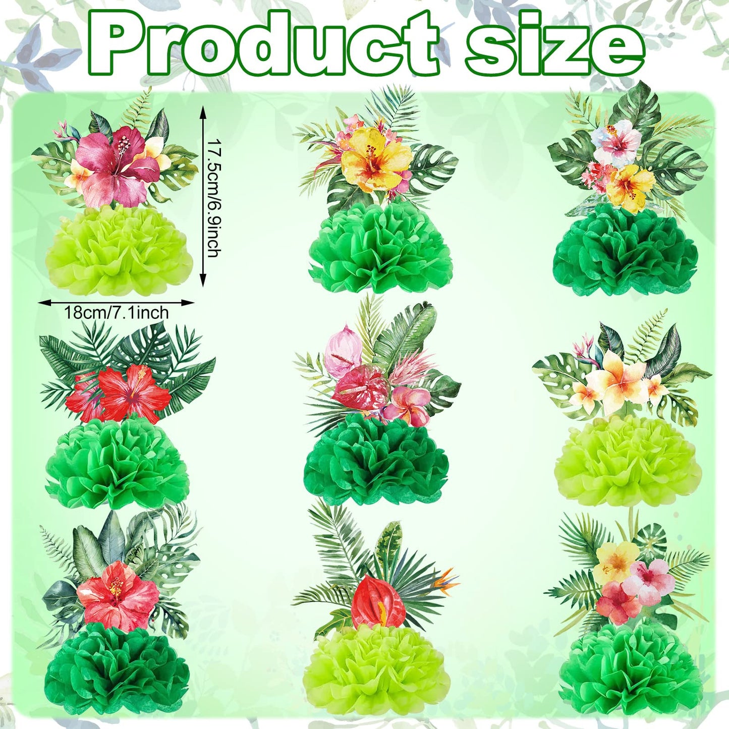 Hotop 9 Pcs Hawaii Luau Honeycomb Centerpieces – Tropical Aloha Table Decor