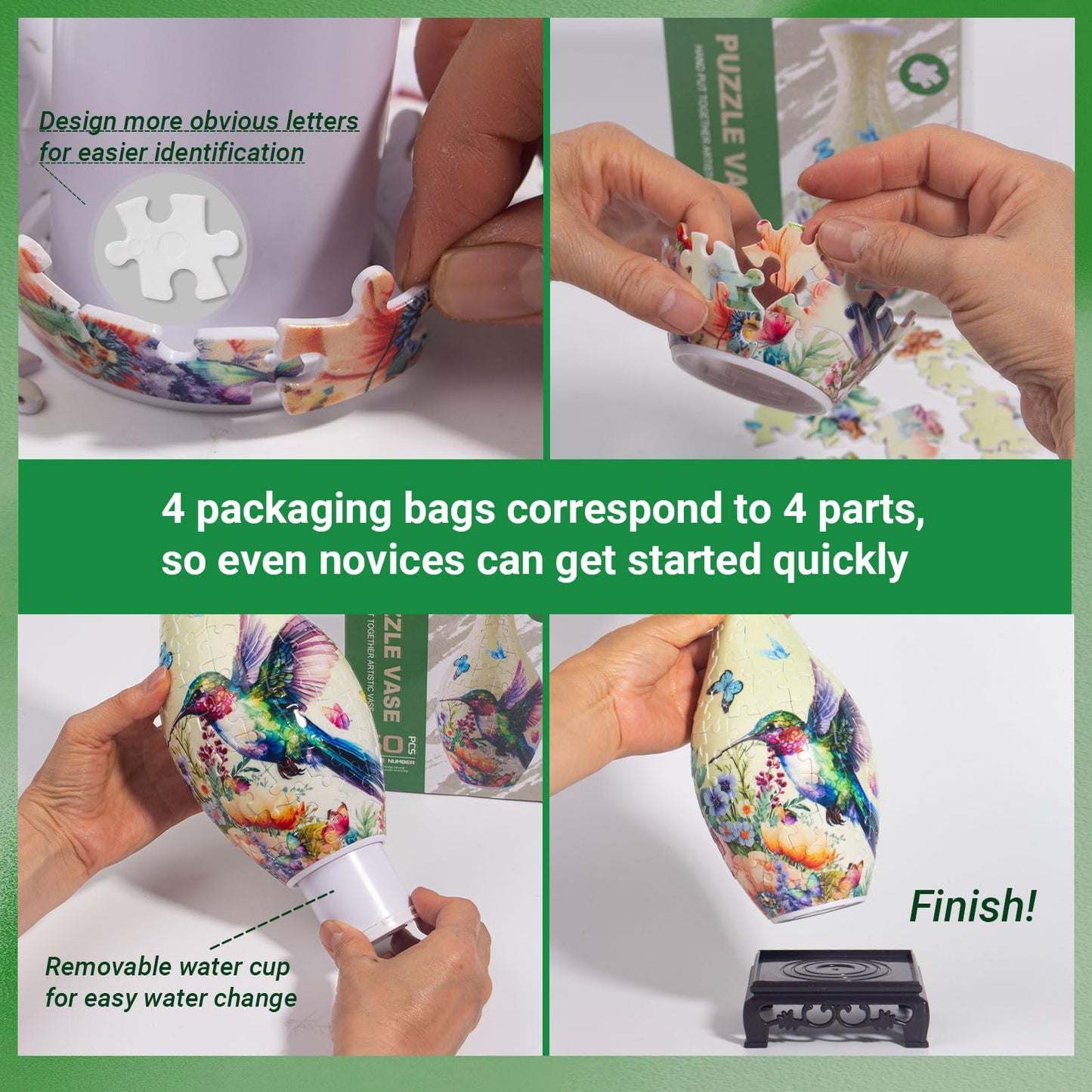 HOTPLACY 3D Puzzle Vase – 160-Piece DIY Floral Display & Gift