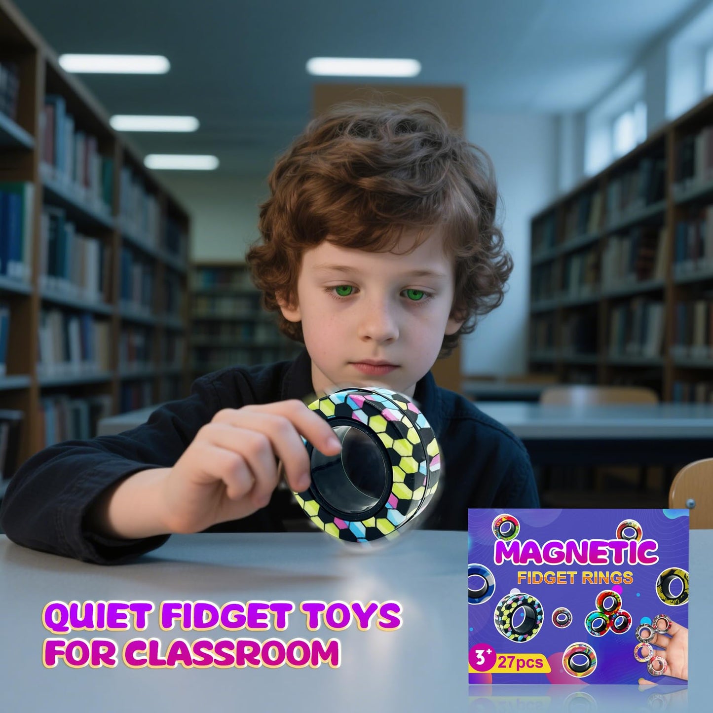 HotubFolks 21 Pcs Magnetic Rings Fidget Toy Set – Portable Stress Relief & Easter Basket Stuffers