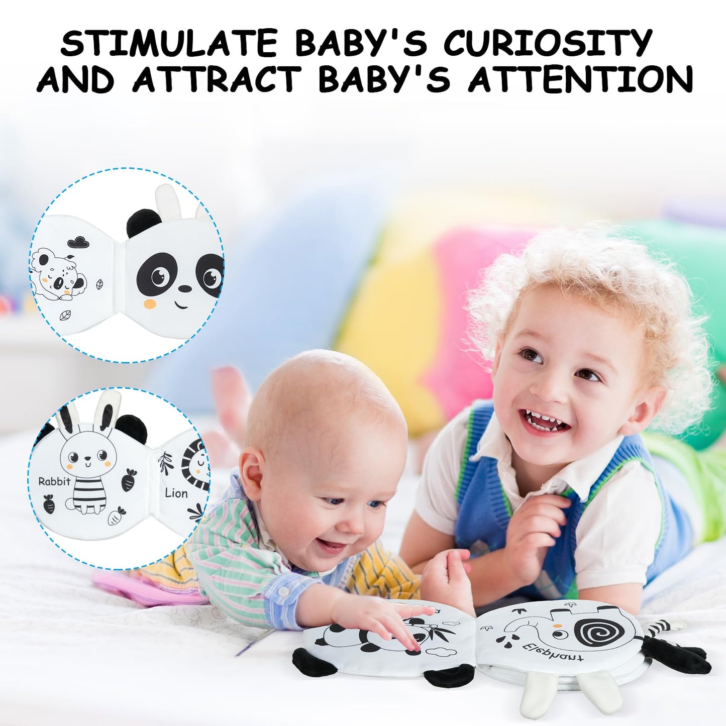 HOTUT Soft Toys Baby Cloth Book – 3D Animals, Crinkle Sensory Book for Early Development