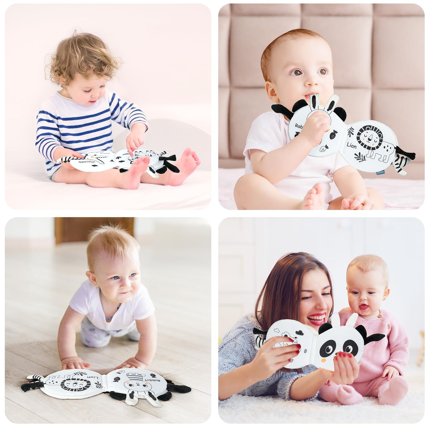 HOTUT Soft Toys Baby Cloth Book – 3D Animals, Crinkle Sensory Book for Early Development