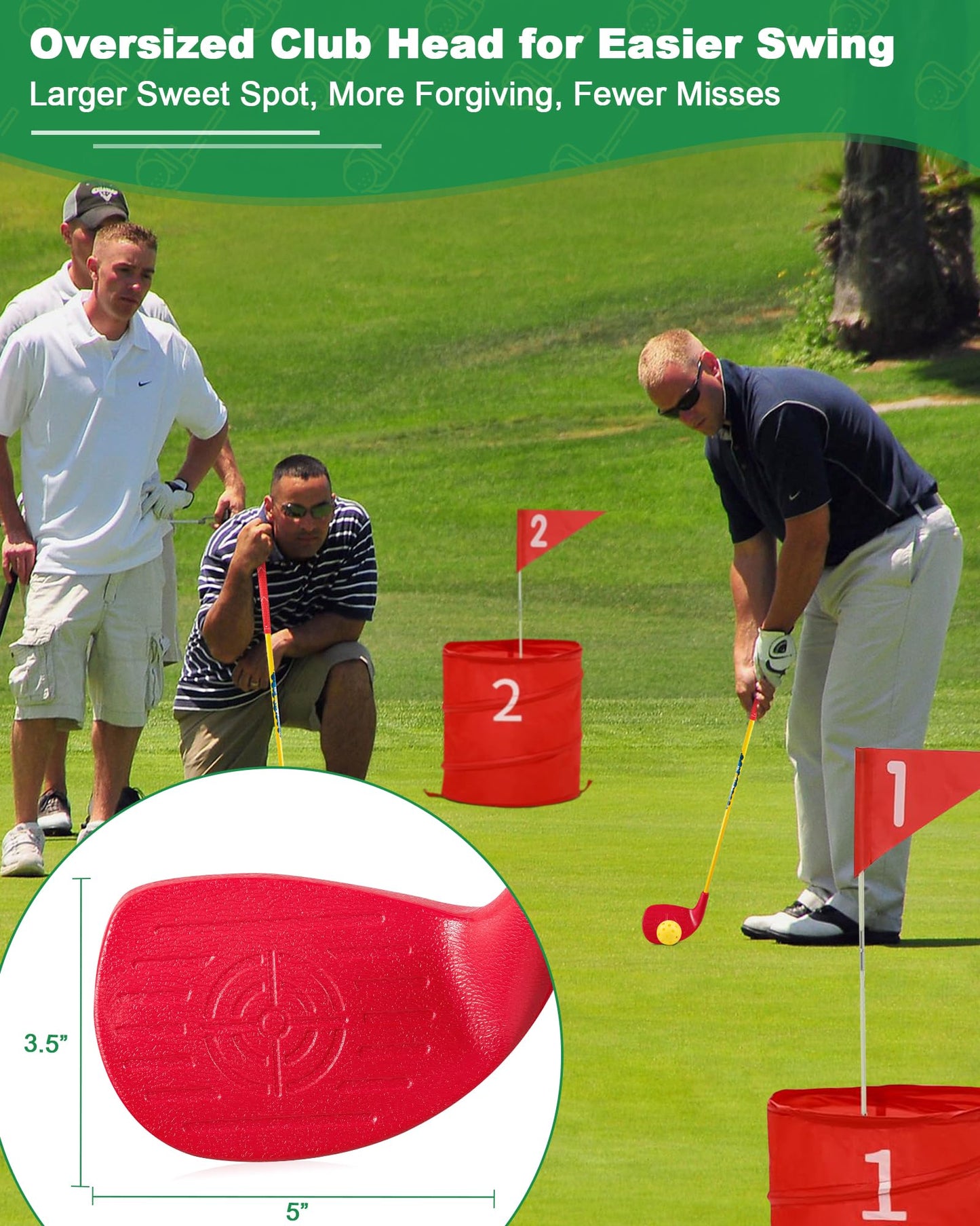 HOTWIND 4-Pack Red Golf Clubs with Oversized Heads & 36-inch Carbon Shaft — Outdoor Yard Games