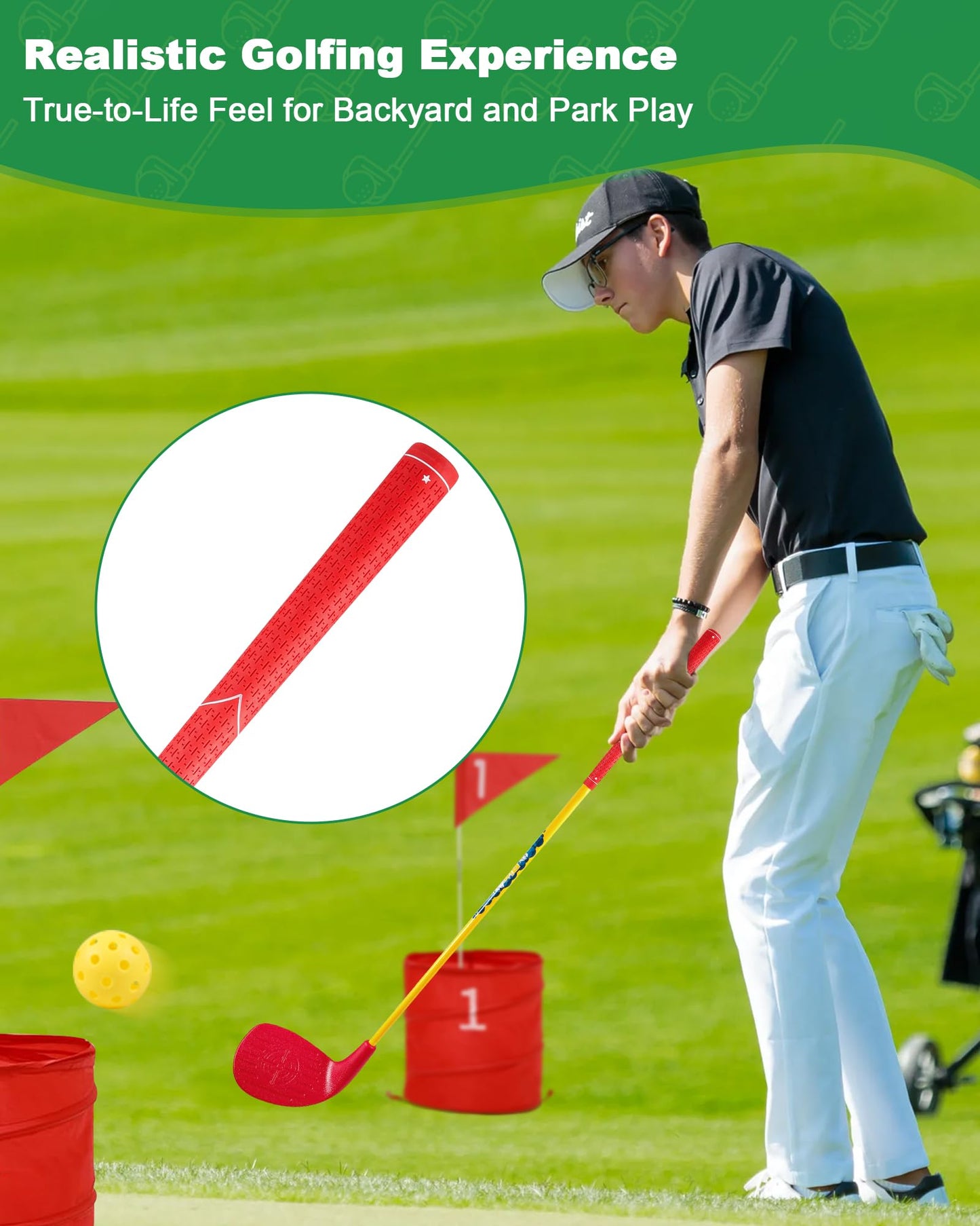HOTWIND 4-Pack Red Golf Clubs with Oversized Heads & 36-inch Carbon Shaft — Outdoor Yard Games