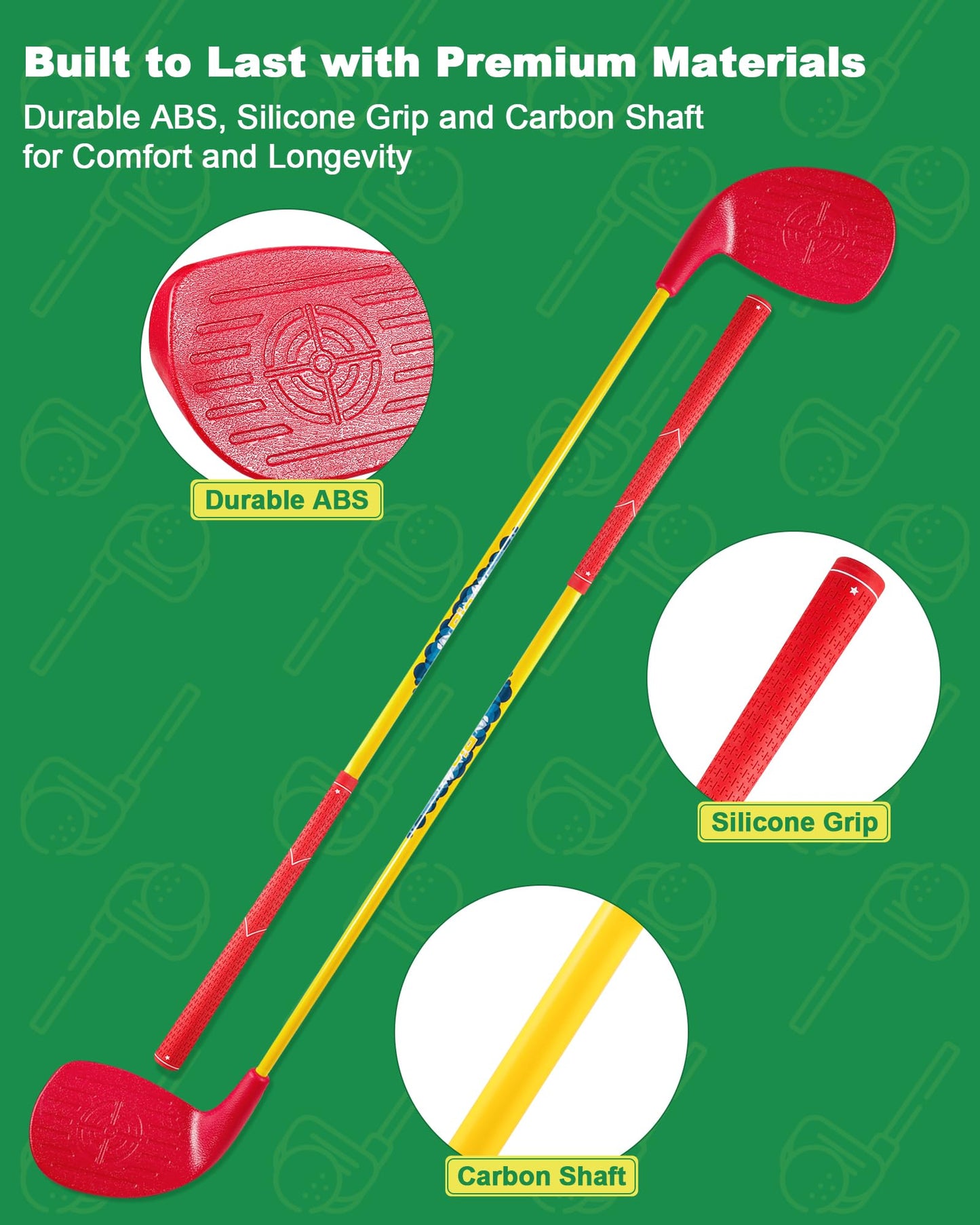 HOTWIND 2 Pack Backyard Golf Game Clubs – Oversized Heads and 36-Inch Carbon Shaft
