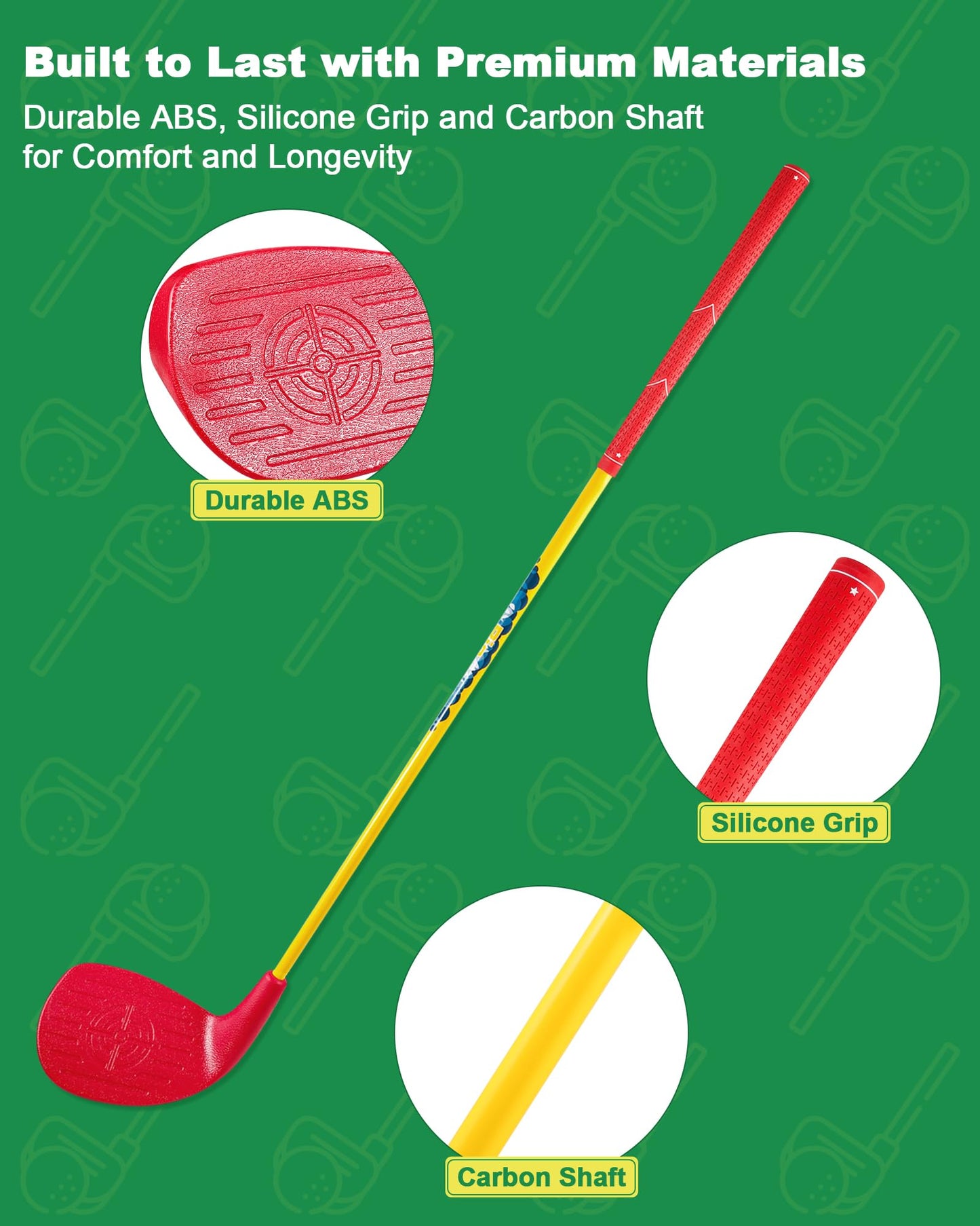 HOTWIND 4-Pack Red Golf Clubs with Oversized Heads & 36-inch Carbon Shaft — Outdoor Yard Games