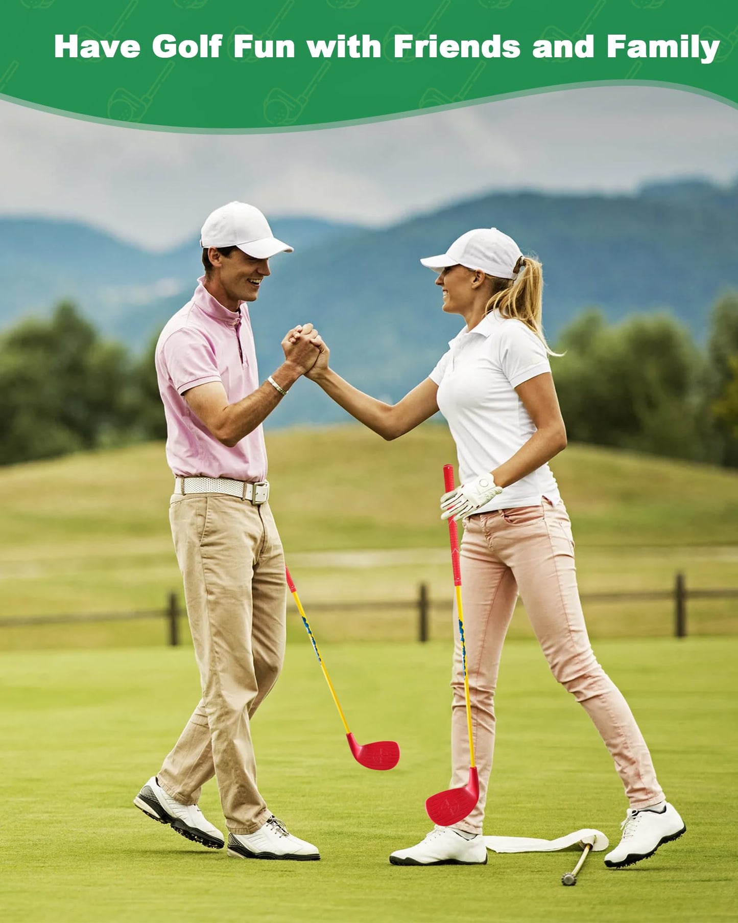 HOTWIND 4-Pack Red Golf Clubs with Oversized Heads & 36-inch Carbon Shaft — Outdoor Yard Games