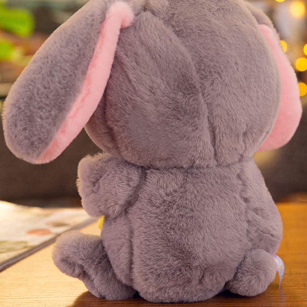 HOUPU Soft Toy Rabbit – Sitting Lop-Eared Plush Bunny (Gray-Star), 8.6in/22cm