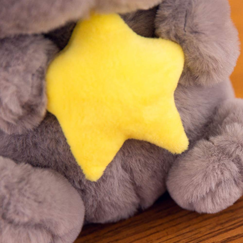 HOUPU Soft Toy Rabbit – Sitting Lop-Eared Plush Bunny (Gray-Star), 8.6in/22cm