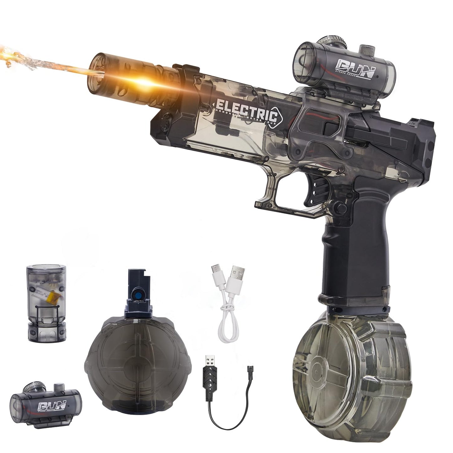 Houscly Electric Water Gun - LED Muzzle, 32ft Range, 500ml Tank