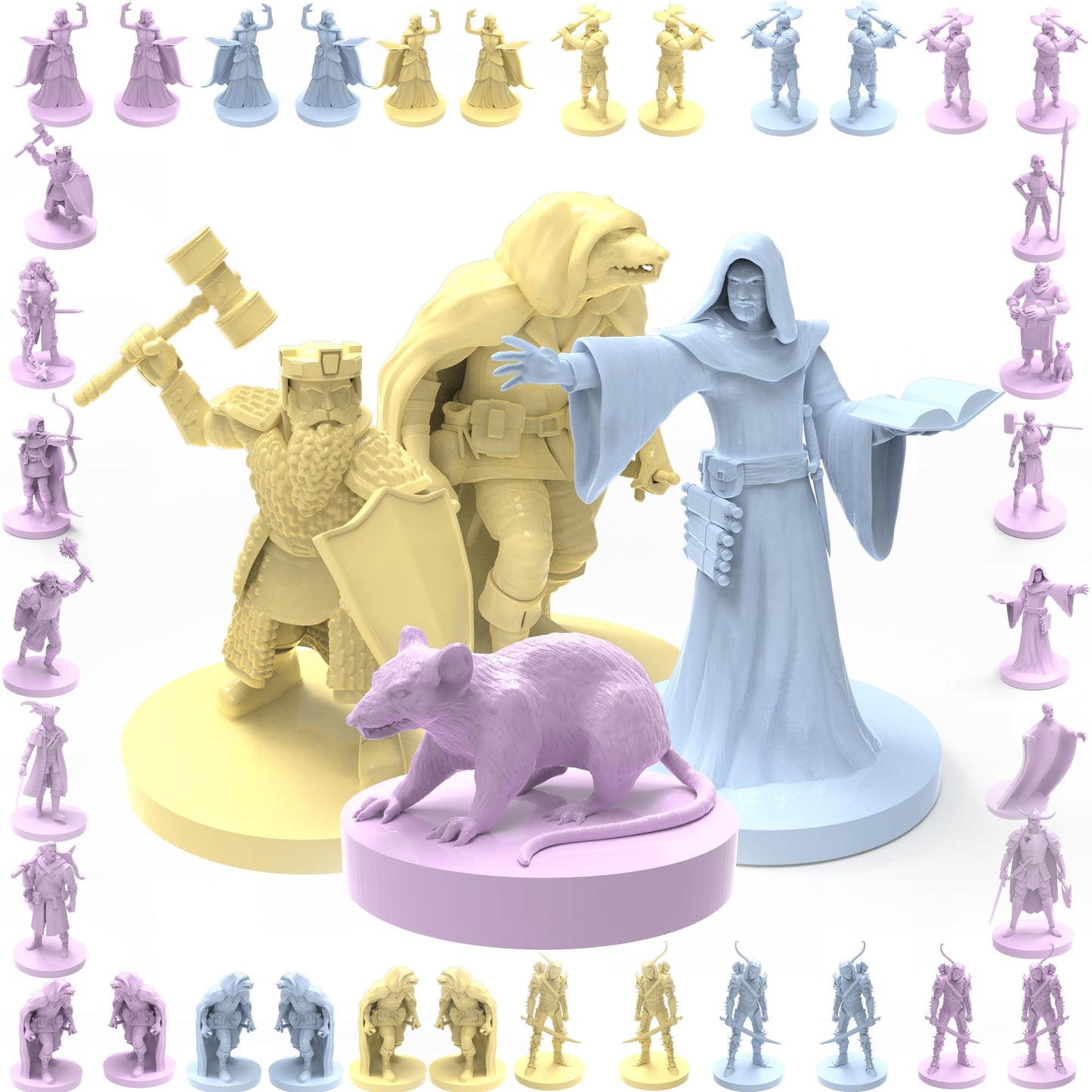 House of Bodian Mythical Heroes & Monsters Mini Figure Set – 102 Pcs, 17 Designs, 28–32mm Scale
